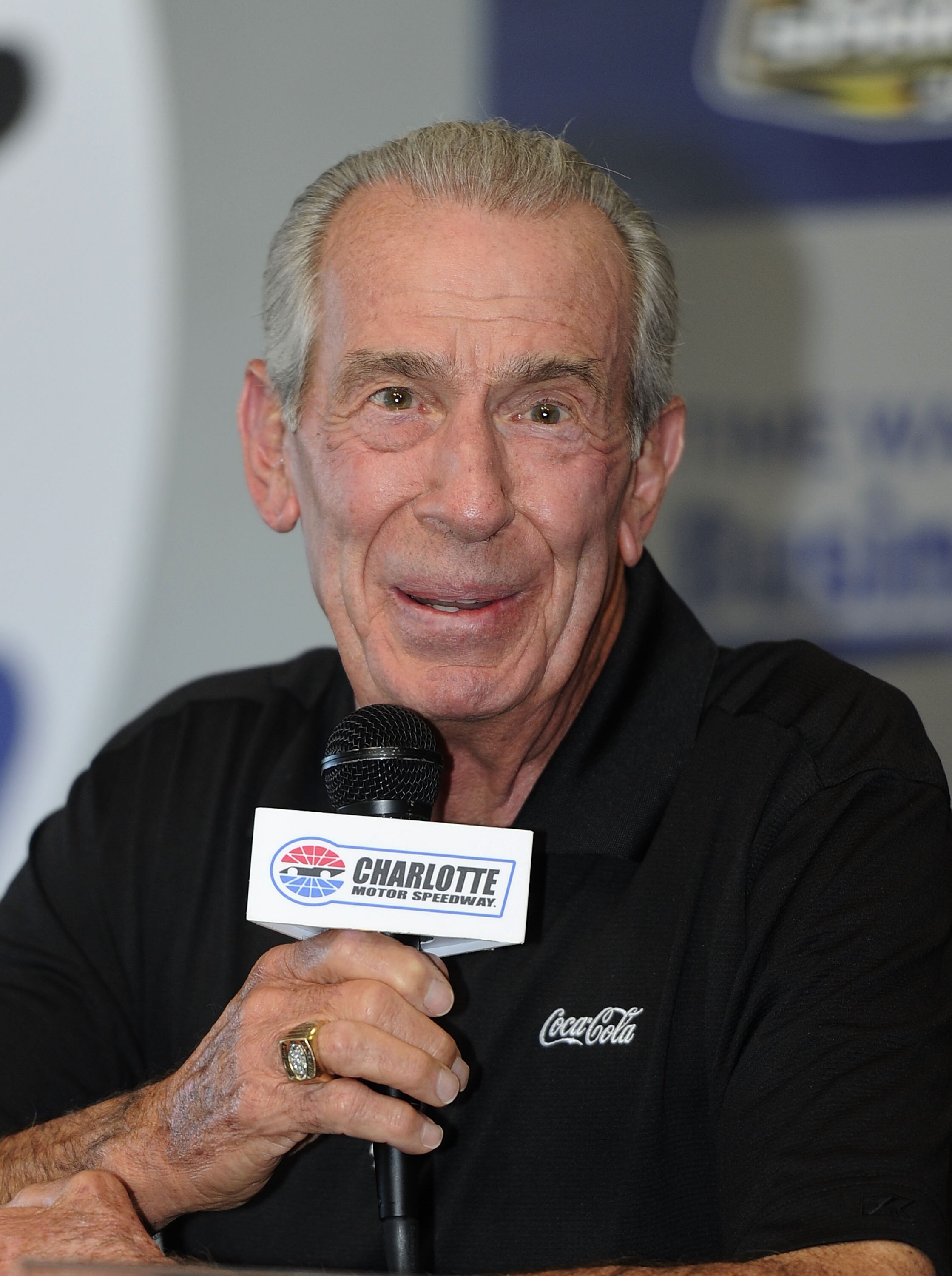 CONCORD, NC - OCTOBER 16:  NASCAR Past Champion, Ned Jarrett speaks to the media prior to the NASCAR Sprint Cup Series Bank of America 500 at Charlotte Motor Speedway on October 16, 2010 in Concord, North Carolina.  (Photo by John Harrelson/Getty Images f