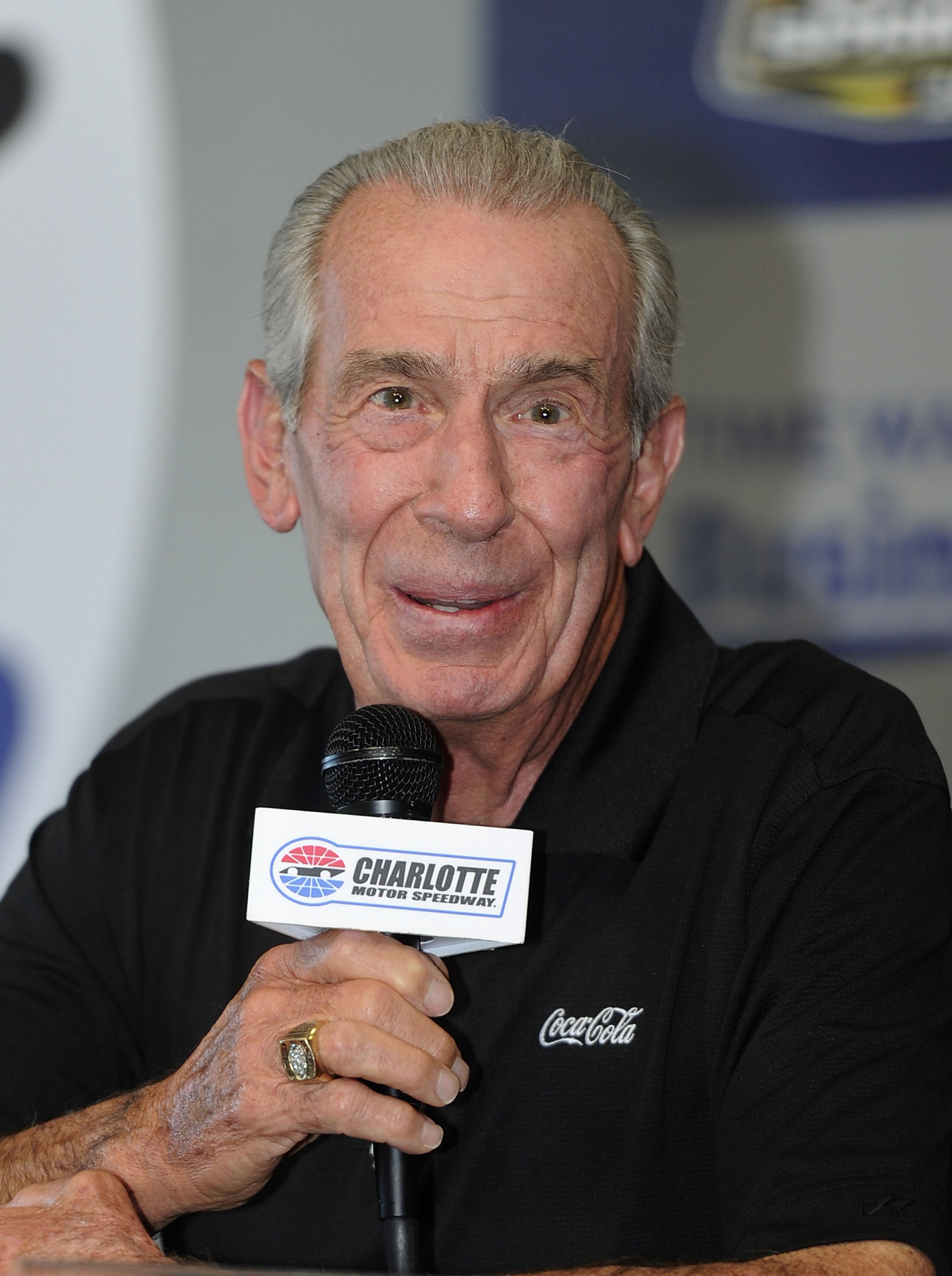 CONCORD, NC - OCTOBER 16:  NASCAR Past Champion, Ned Jarrett speaks to the media prior to the NASCAR Sprint Cup Series Bank of America 500 at Charlotte Motor Speedway on October 16, 2010 in Concord, North Carolina.  (Photo by John Harrelson/Getty Images f