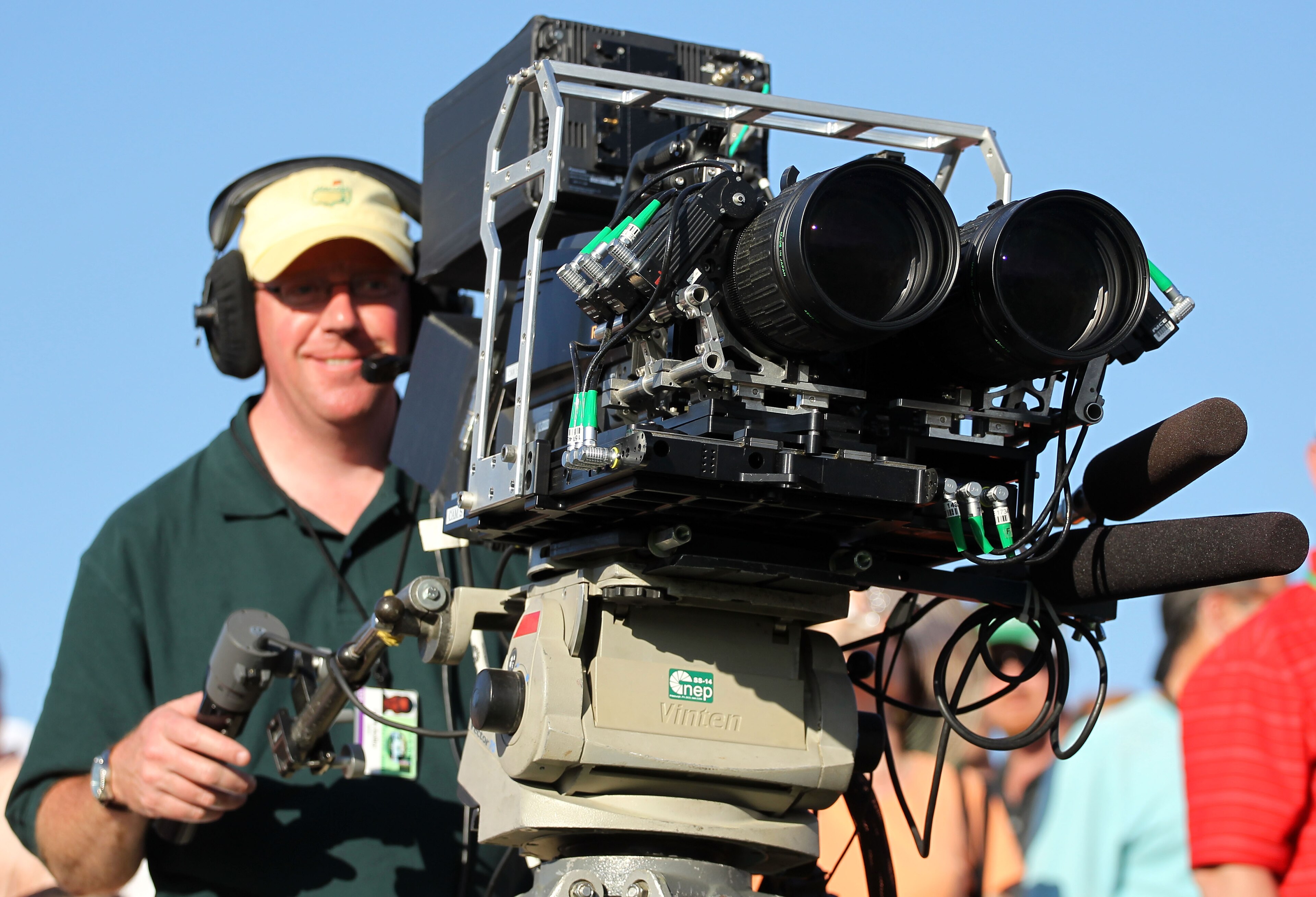 AUGUSTA, GA - APRIL 10:  A 3-D camera is used to cover the play during the third round of the 2010 Masters Tournament at Augusta National Golf Club on April 10, 2010 in Augusta, Georgia.  (Photo by Jamie Squire/Getty Images)