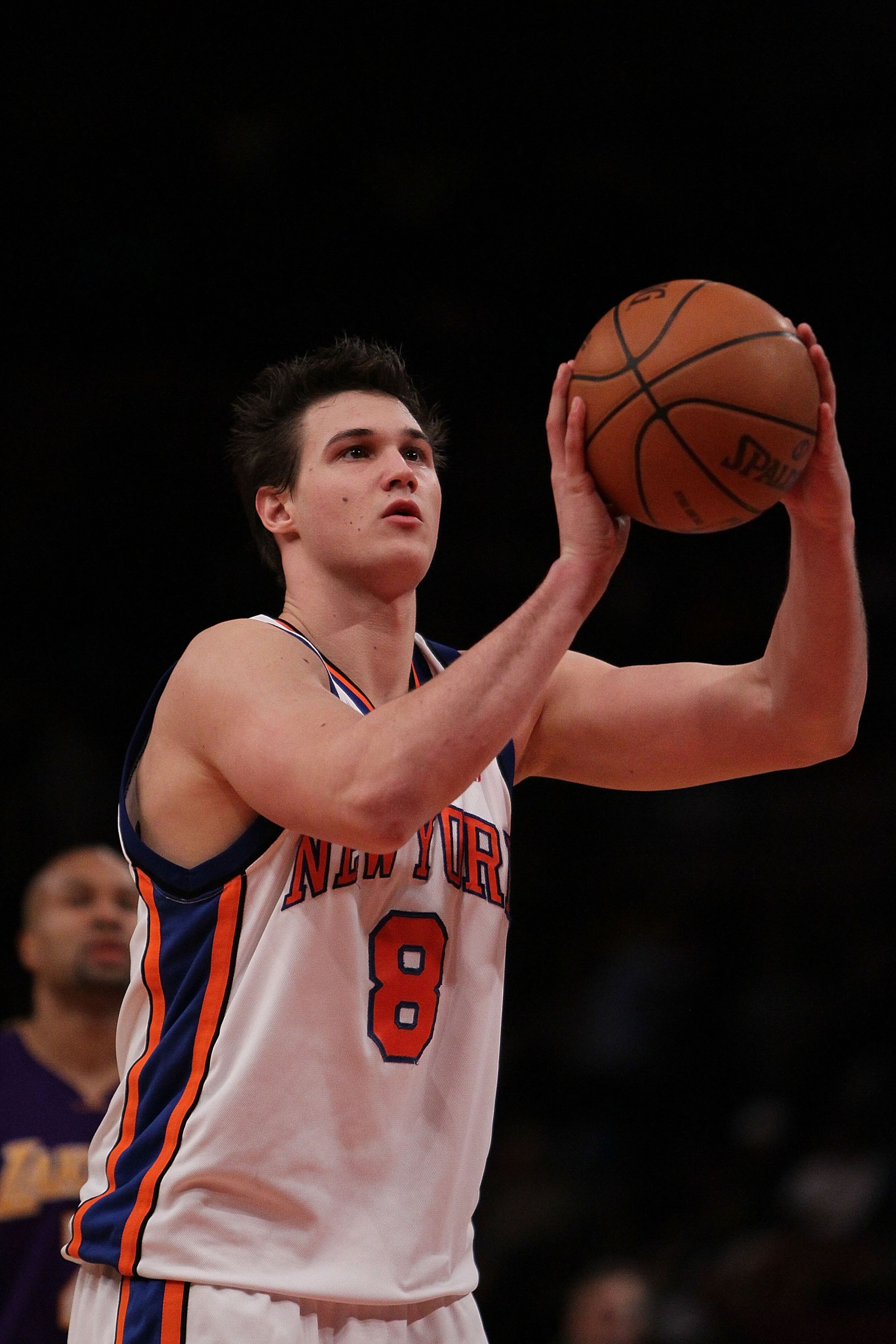 NEW YORK - JANUARY 22:  Danilo Gallinari #8 of the New York Knicks in action against the Los Angeles Lakers during their game at Madison Square Garden on January 22, 2010 in New York, New York.  NOTE TO USER: User expressly acknowledges and agrees that, b
