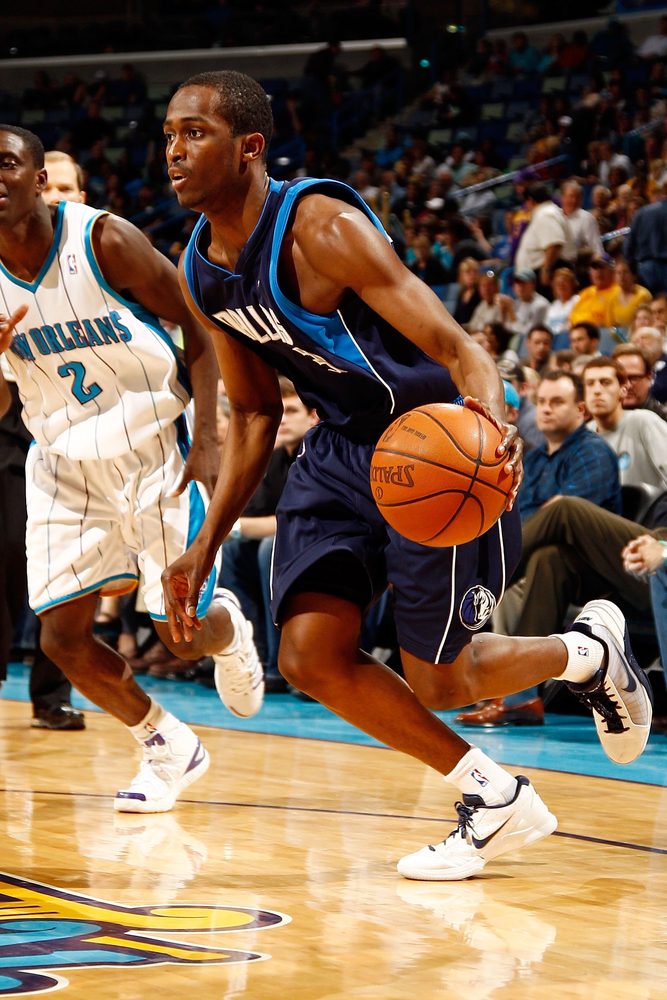 NEW ORLEANS - MARCH 22:  Rodrigue Beaubois #3 of the Dallas Mavericks drives the ball against the New Orleans Hornets at the New Orleans Arena on March 22, 2010 in New Orleans, Louisiana.  NOTE TO USER: User expressly acknowledges and agrees that, by down