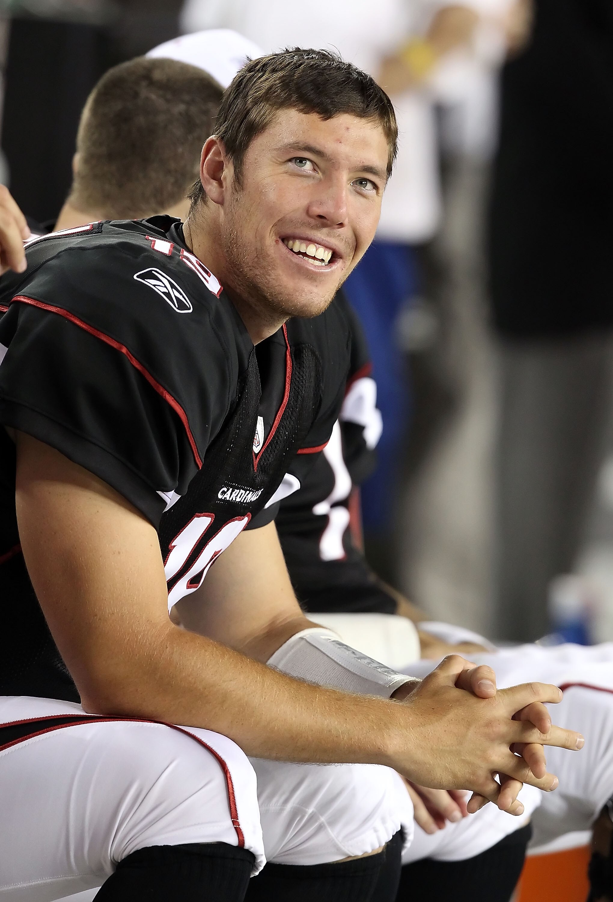 GLENDALE, AZ - SEPTEMBER 02:  Quarterback John Skelton #19 of the Arizona Cardinals on the sidelines during preseason NFL game against the Washington Redskins at the University of Phoenix Stadium on September 2, 2010 in Glendale, Arizona. The Cardinals de