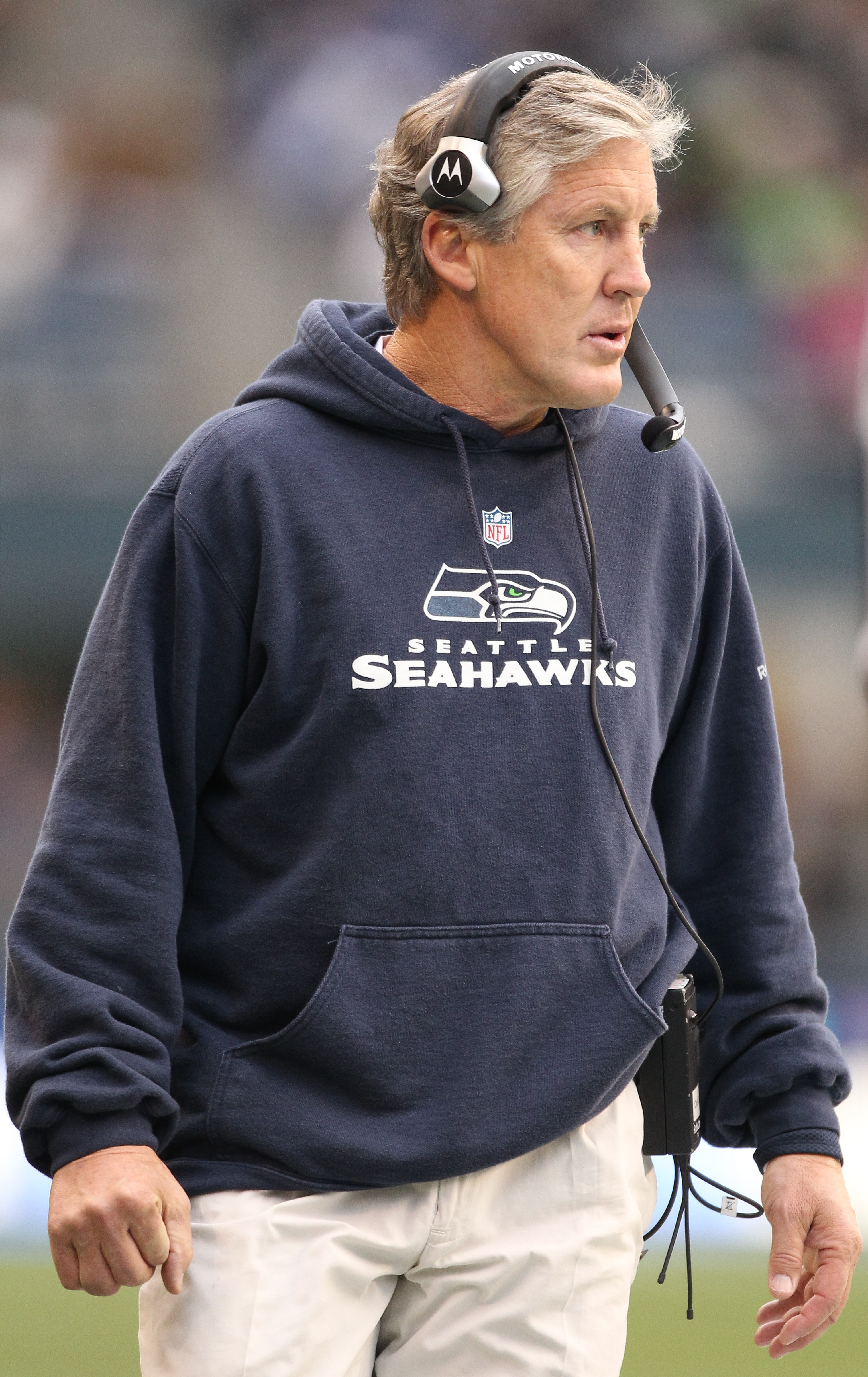 SEATTLE - DECEMBER 05:  Head coach Pete Carroll of the Seattle Seahawks looks on during the game against the Carolina Panthers at Qwest Field on December 5, 2010 in Seattle, Washington. The Seahawks won, 31-14. (Photo by Otto Greule Jr/Getty Images)