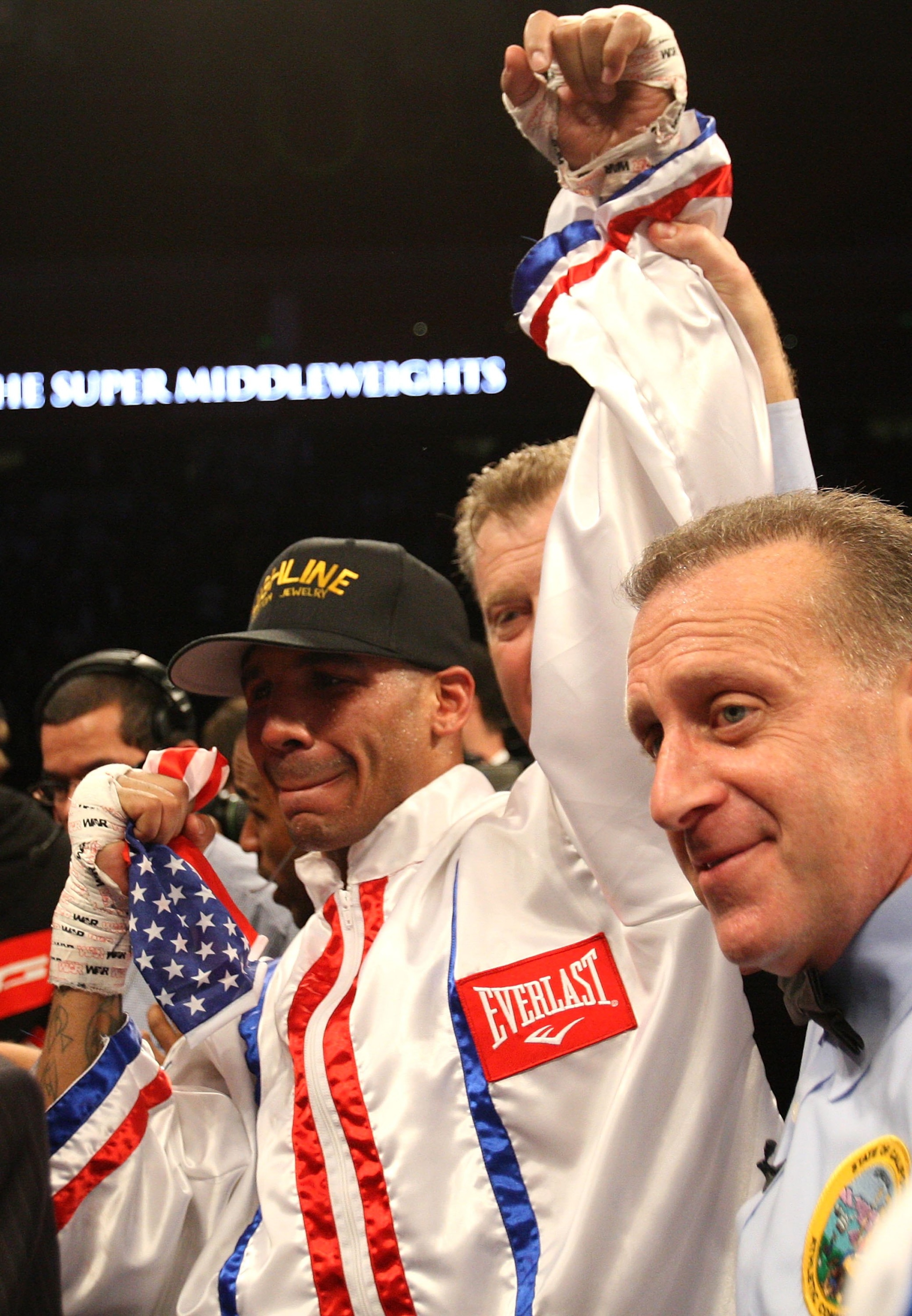 OAKLAND, CA - NOVEMBER 21:  Andre Ward celebrates after defeating Mikkel Kessler of Denmark during their WBA Super Middleweight Championship Bout at the Oakland-Alameda County Coliseum on November 21, 2009 in Oakland, California.  (Photo by Jed Jacobsohn/