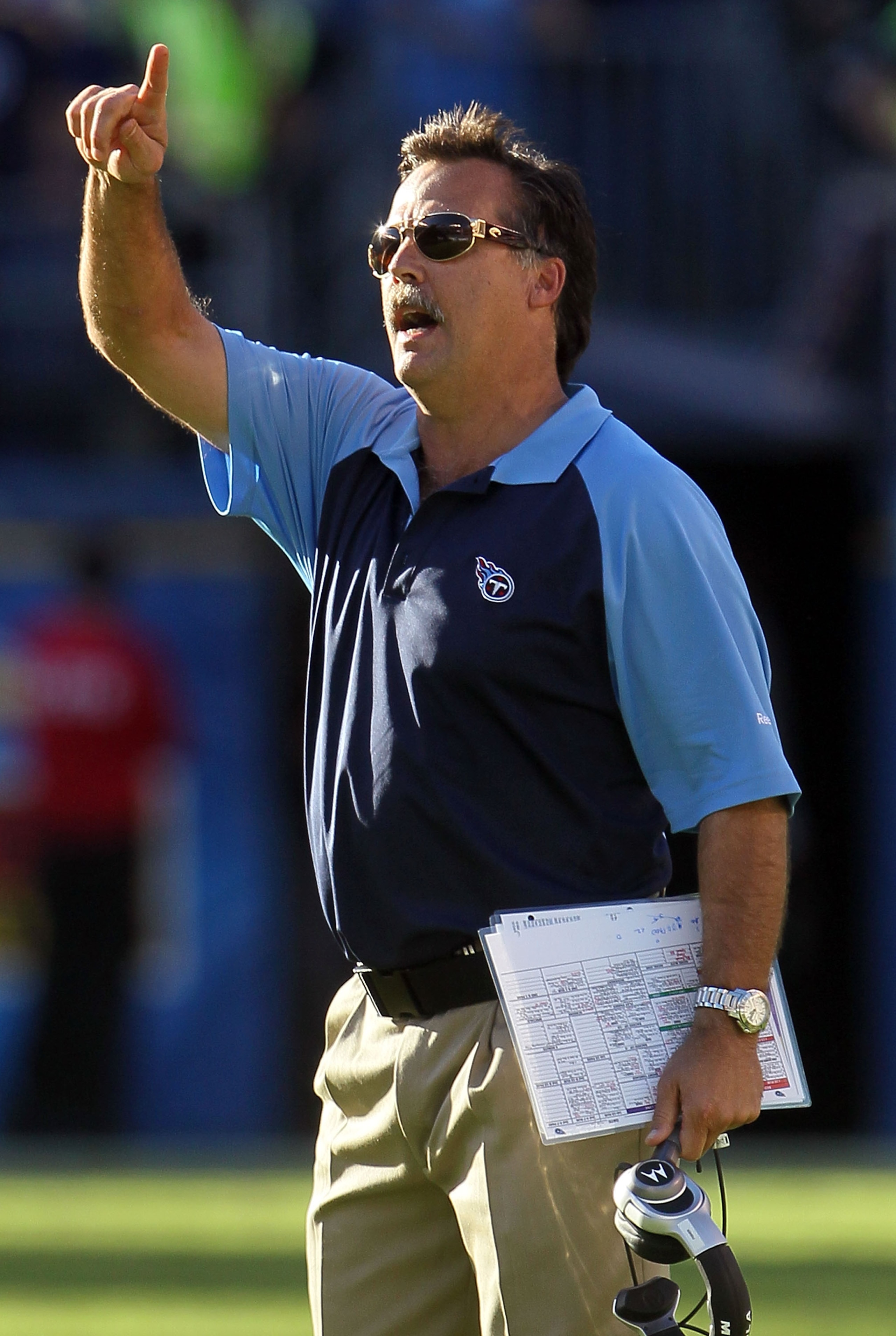 SAN DIEGO - OCTOBER 31:  Tennessee Titans head coach Jeff Fisher watches the game from the sideline against the San Diego Chargers at Qualcomm Stadium on October 31, 2010 in San Diego, California.  (Photo by Jeff Gross/Getty Images)