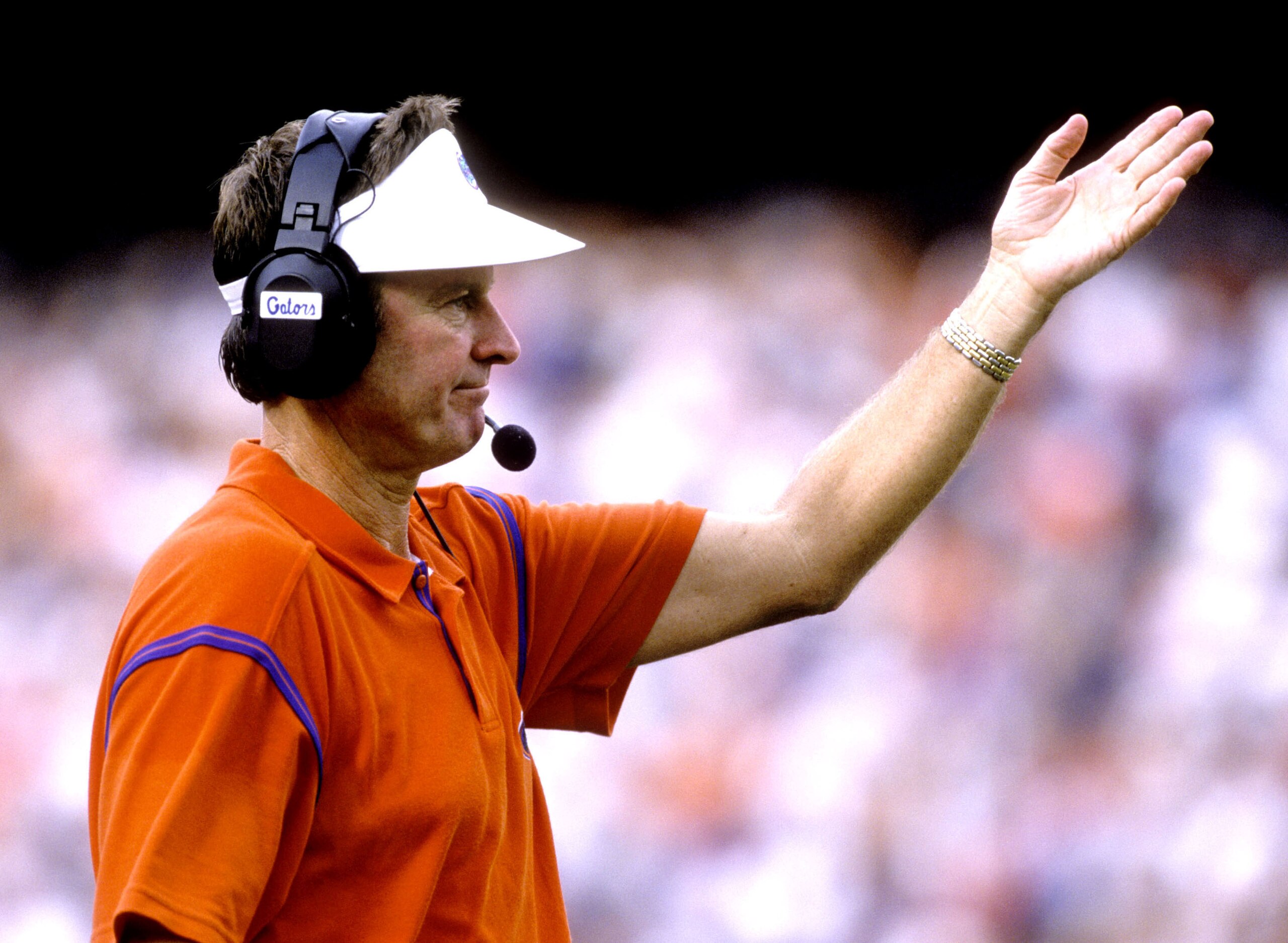 Florida coach Steve Spurrier on the sidelines  1998, Gainesville, Florida.  (Photo by Al Messerschmidt/Getty Images)