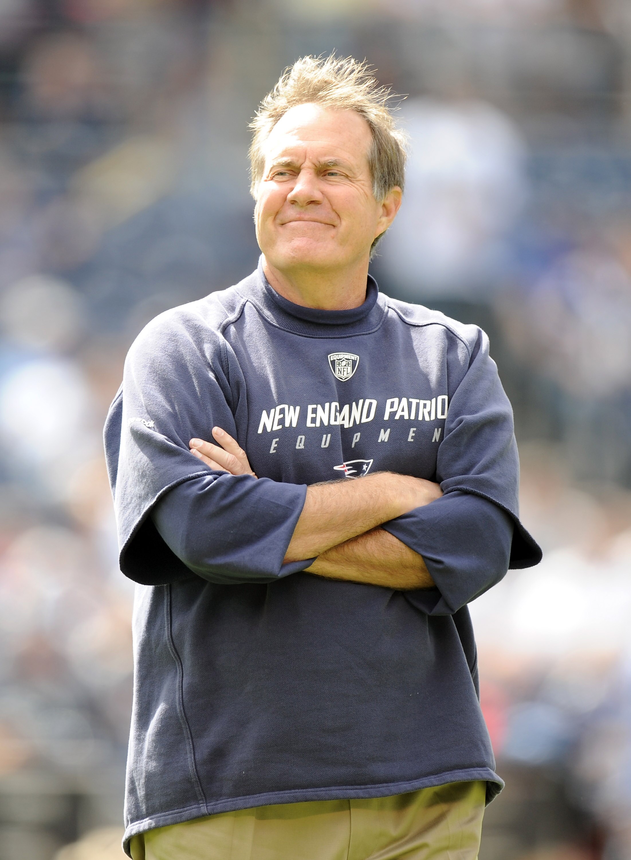 SAN DIEGO - OCTOBER 24:  Head Coach Bill Belichick of the New England Patriots during warm up against the San Diego Chargers at Qualcomm Stadium on October 24, 2010 in San Diego, California.  (Photo by Harry How/Getty Images)