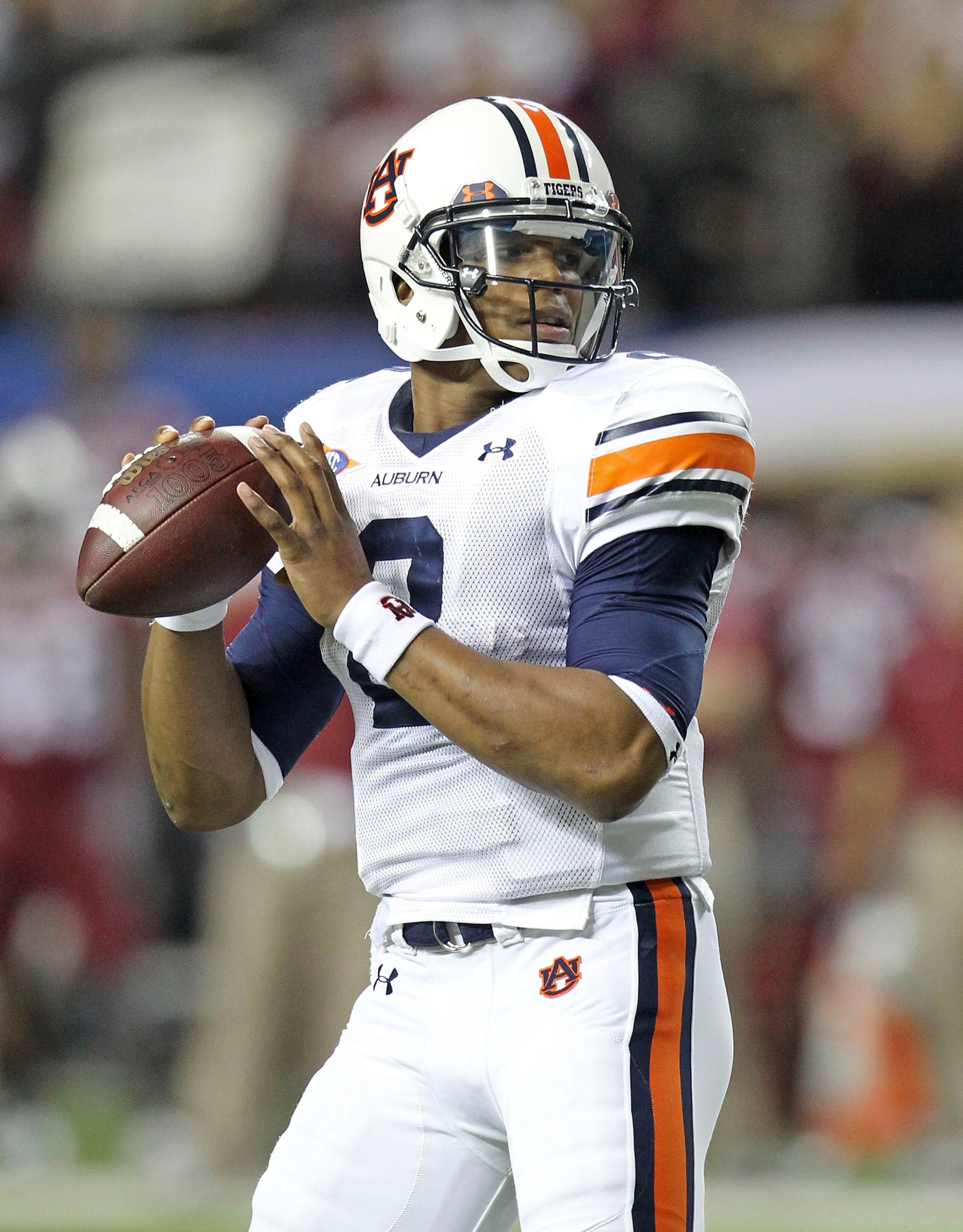 ATLANTA - DECEMBER 04:  Quarterback Cam Newton #2 of the Auburn Tigers looks to pass the ball during the 2010 SEC Championship against the South Carolina Gamecocks at Georgia Dome on December 4, 2010 in Atlanta, Georgia.  (Photo by Mike Zarrilli/Getty Ima