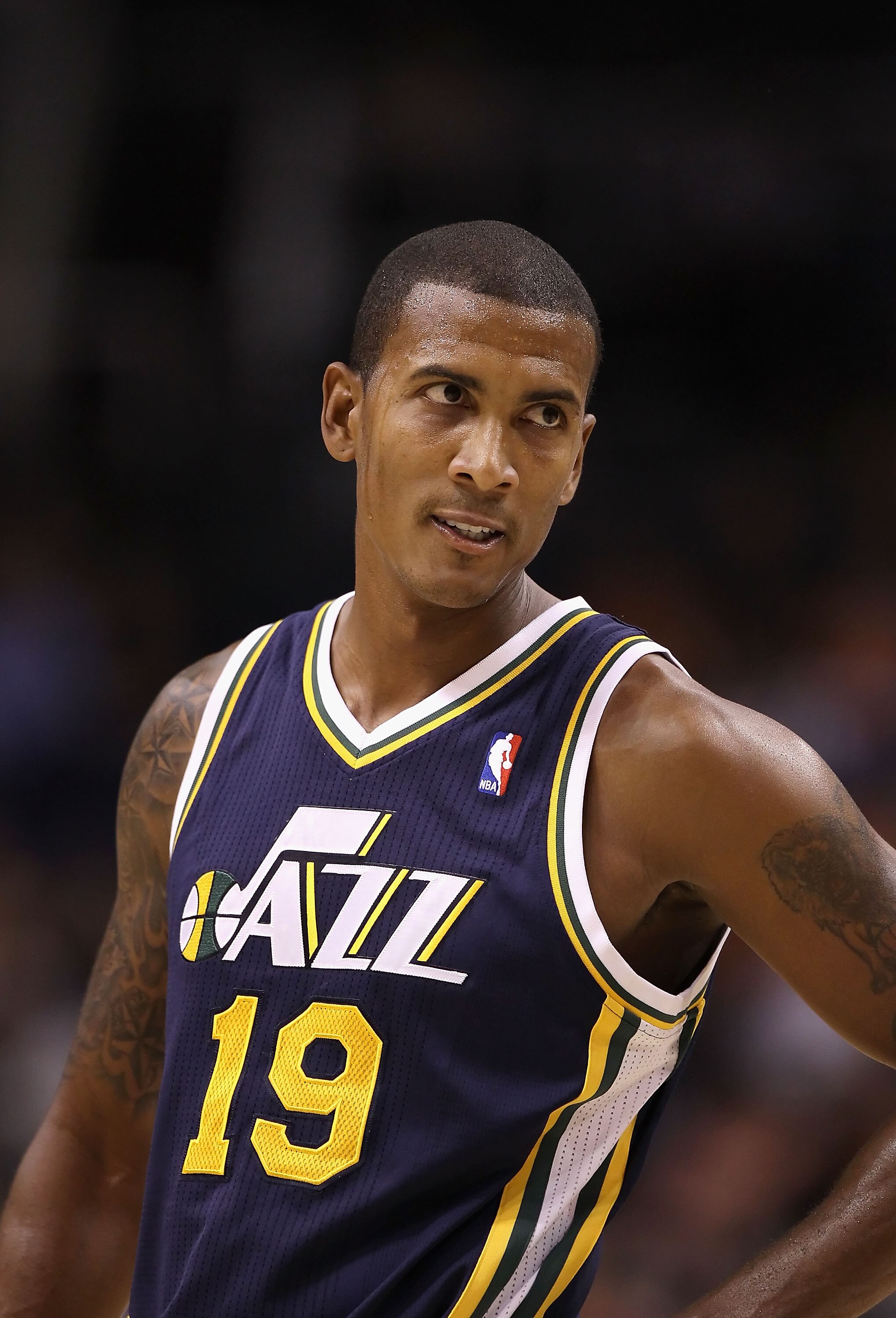 PHOENIX - OCTOBER 12:  Raja Bell #19 of the Utah Jazz in action during the preseason NBA game against the Phoenix Suns at US Airways Center on October 12, 2010 in Phoenix, Arizona. NOTE TO USER: User expressly acknowledges and agrees that, by downloading
