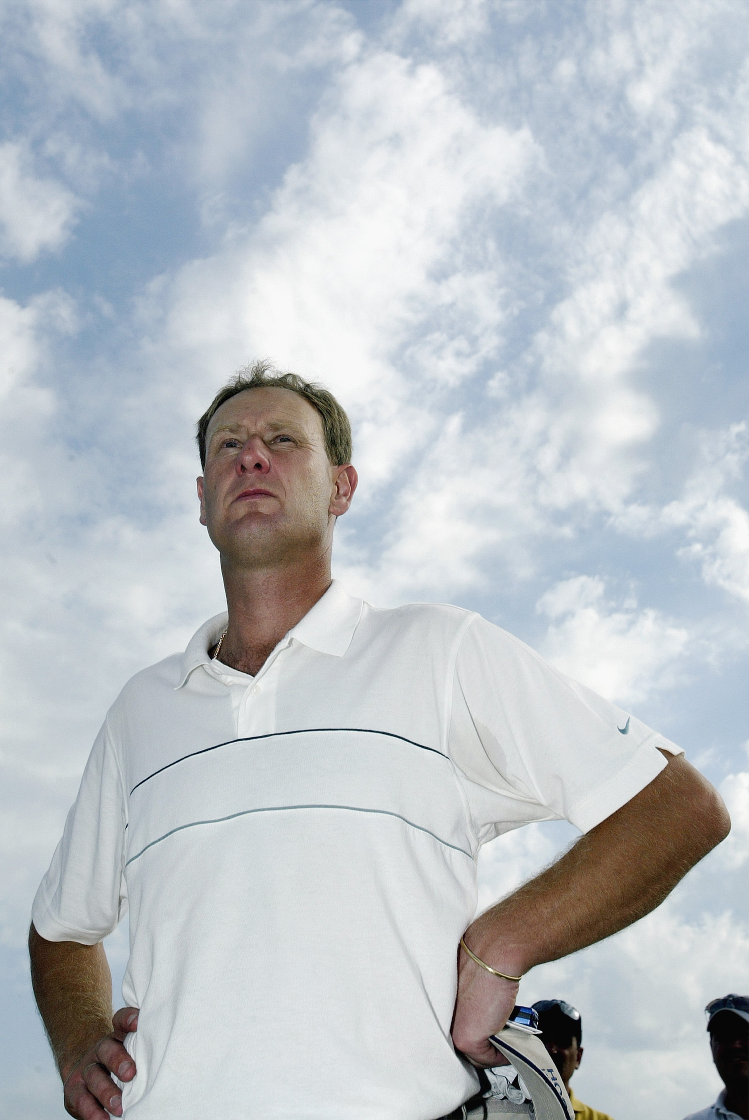 SANDWICH, ENGLAND - JULY 19:  A dejected Mark Roe of England after being disqualified from the third round of The Open Championship at the Royal St George's course on July 19, 2003 in Sandwich, England. (Photo by Warren Little/Getty Images)