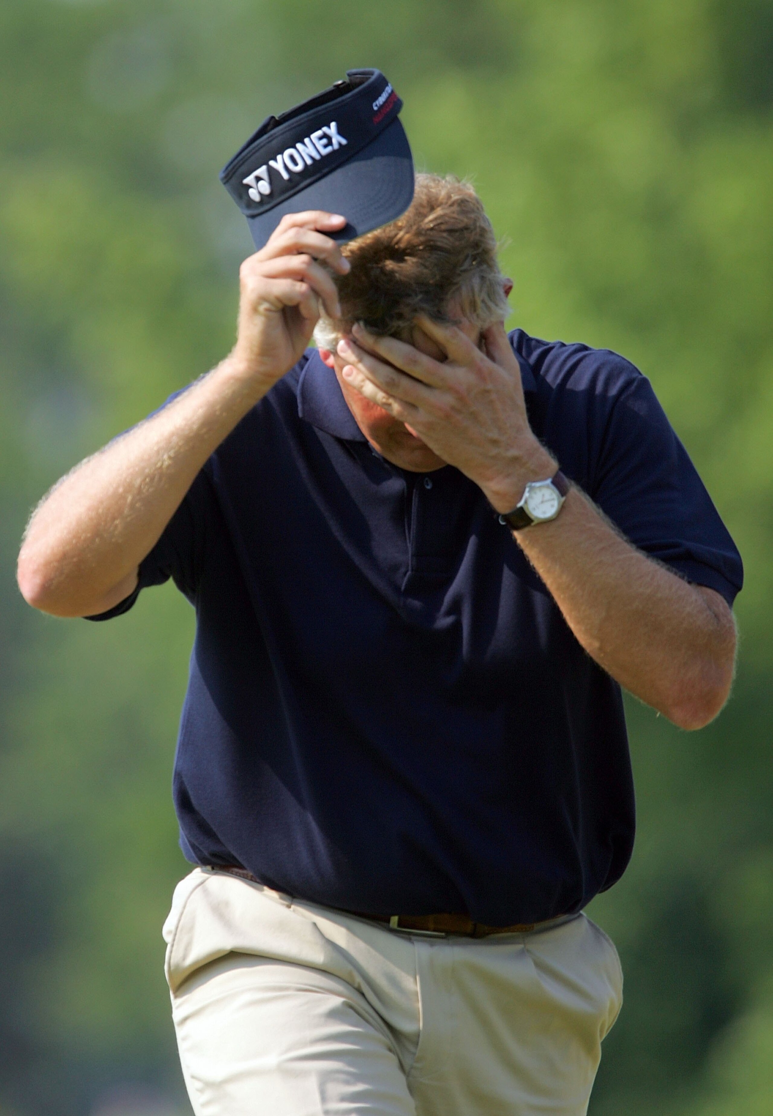 MAMARONECK, NY - JUNE 18:  Colin Montgomerie of Scotland shows his frustration on the ninth hole during the final round of the 2006 US Open Championship at Winged Foot Golf Club on June 18, 2006 in Mamaroneck, New York.  (Photo by Jamie Squire/Getty Image