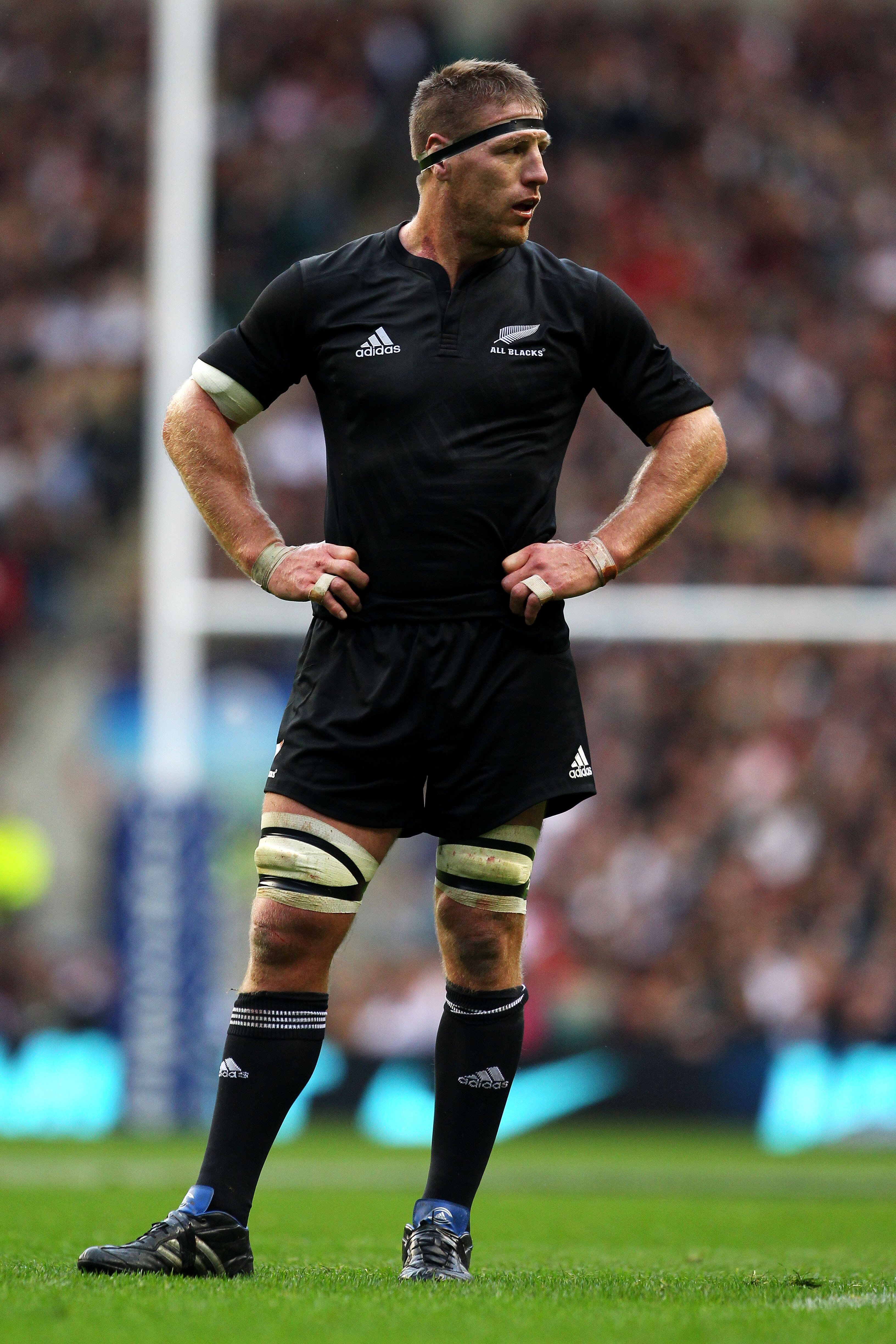 LONDON, ENGLAND - NOVEMBER 06: Brad Thorn of New Zealand looks on during the Investec Challenge match between England and New Zealand at Twickenham Stadium on November 6, 2010 in London, England.  (Photo by Clive Rose/Getty Images)