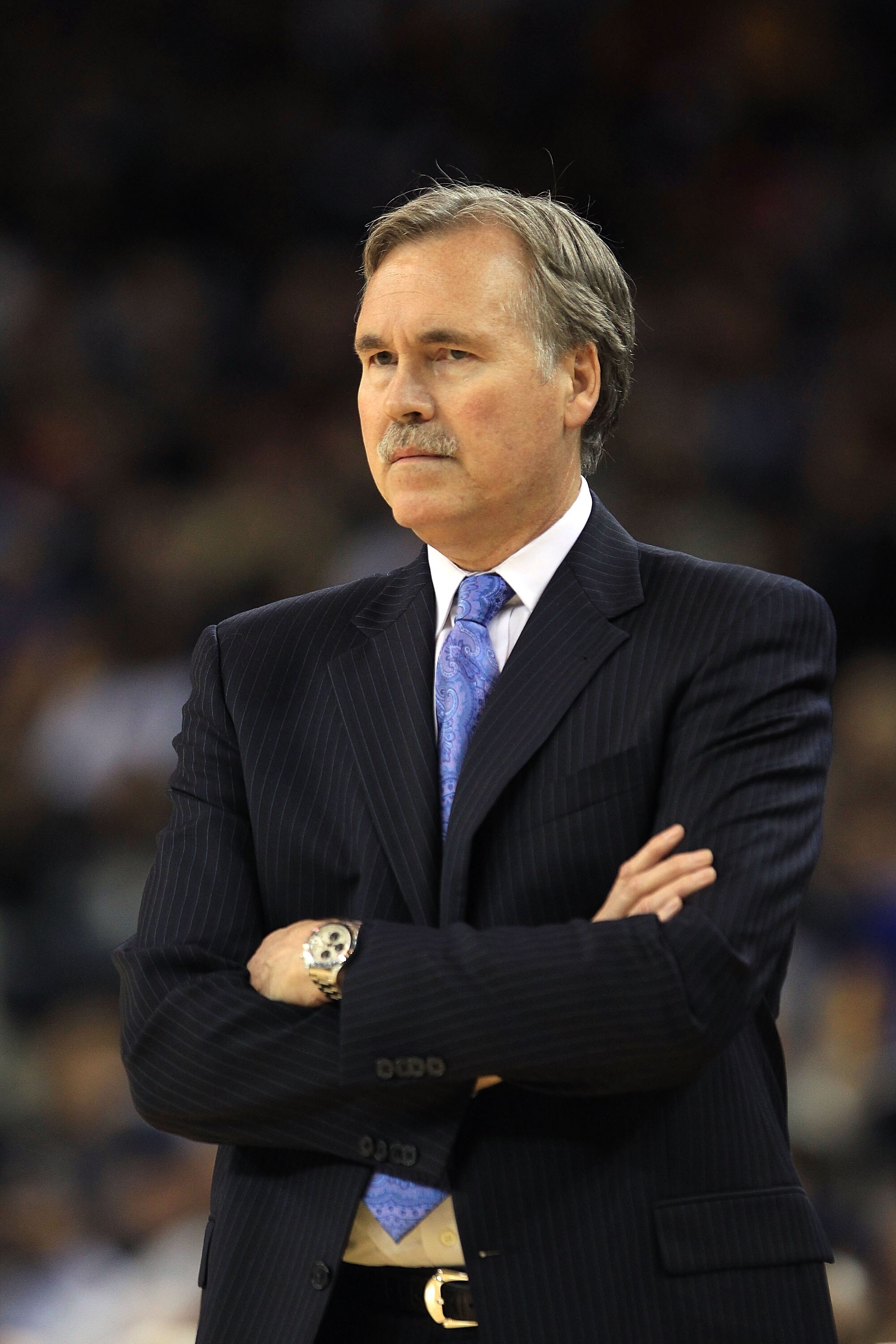 OAKLAND, CA - NOVEMBER 19:  Head coach Mike D'Antoni of the New York Knicks on the sidelines of their game against the Golden State Warriors at Oracle Arena on November 19, 2010 in Oakland, California. NOTE TO USER: User expressly acknowledges and agrees