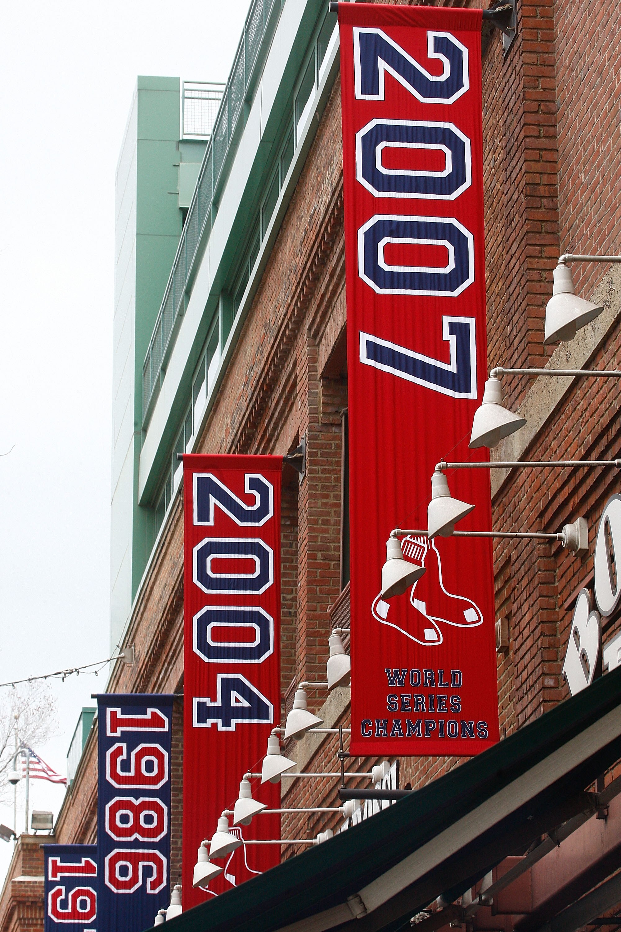 BOSTON - APRIL 7: World Championship banners line the concourse before an opening day game between the Boston Red Sox and the Tampa Bay Rays at Fenway Park April 7, 2009 in Boston, Massachusetts. (Photo by Jim Rogash/Getty Images)