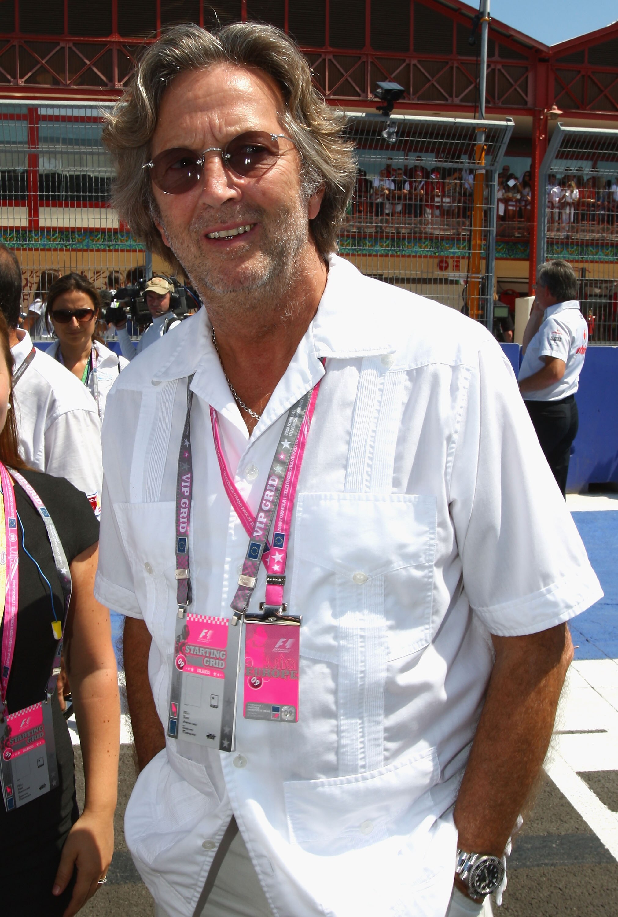 VALENCIA, SPAIN - AUGUST 23:  Musician Eric Clapton attends the European Formula One Grand Prix at the Valencia Street Circuit on August 23, 2009, in Valencia, Spain.  (Photo by Ryan Pierse/Getty Images)