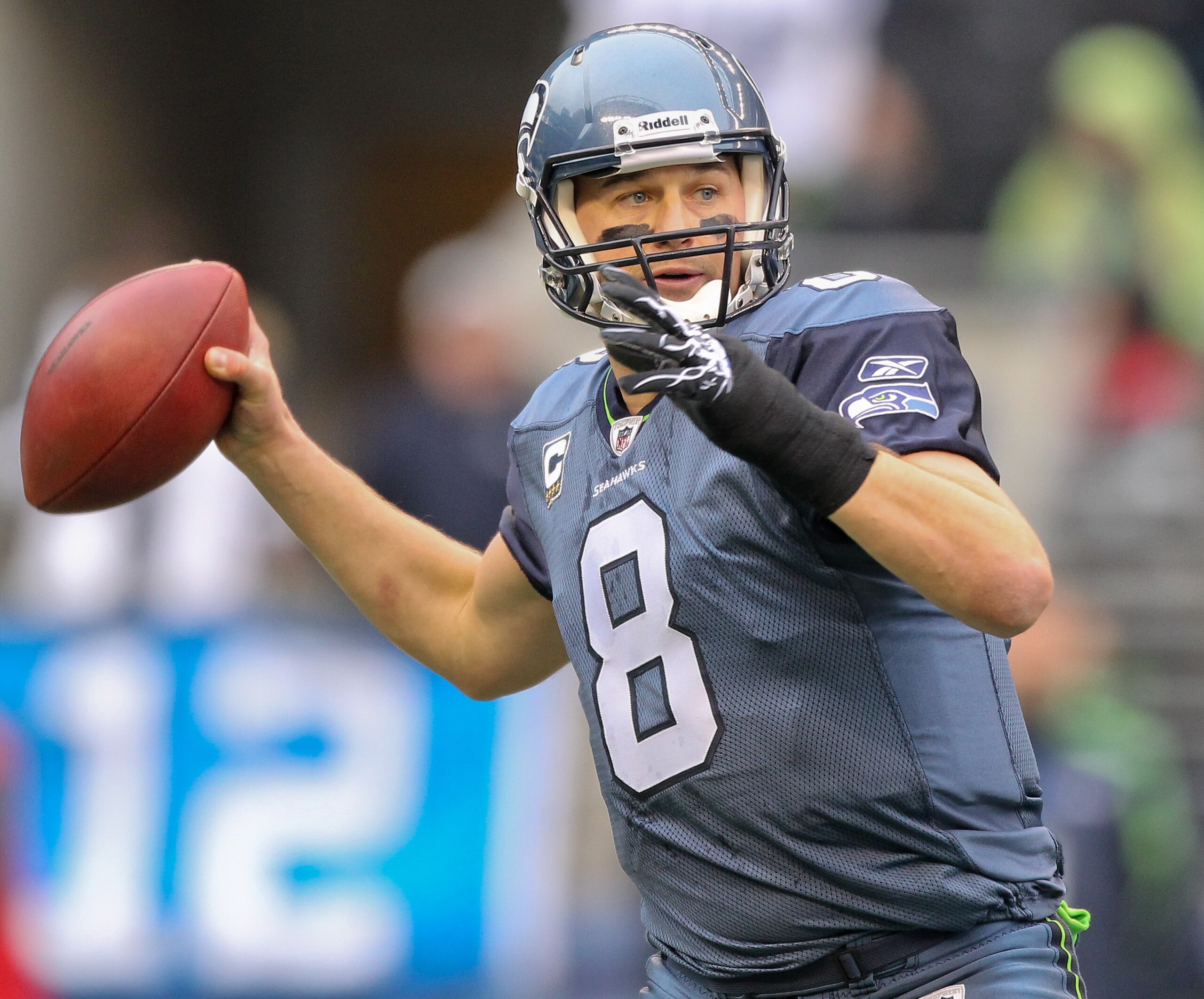 SEATTLE - DECEMBER 05: Quarterback Matt Hasselbeck #8 of the Seattle Seahawks passes against the Carolina Panthers at Qwest Field on December 5, 2010 in Seattle, Washington. The Seahawks won, 31-14. (Photo by Otto Greule Jr/Getty Images) SEATTLE - DECEMBER 05: Quarterback Matt Hasselbeck #8 of the Seattle Seahawks passes against the Carolina Panthers at Qwest Field on December 5, 2010 in Seattle, Washington. The Seahawks won, 31-14. (Photo by Otto Greule Jr/Getty Images)