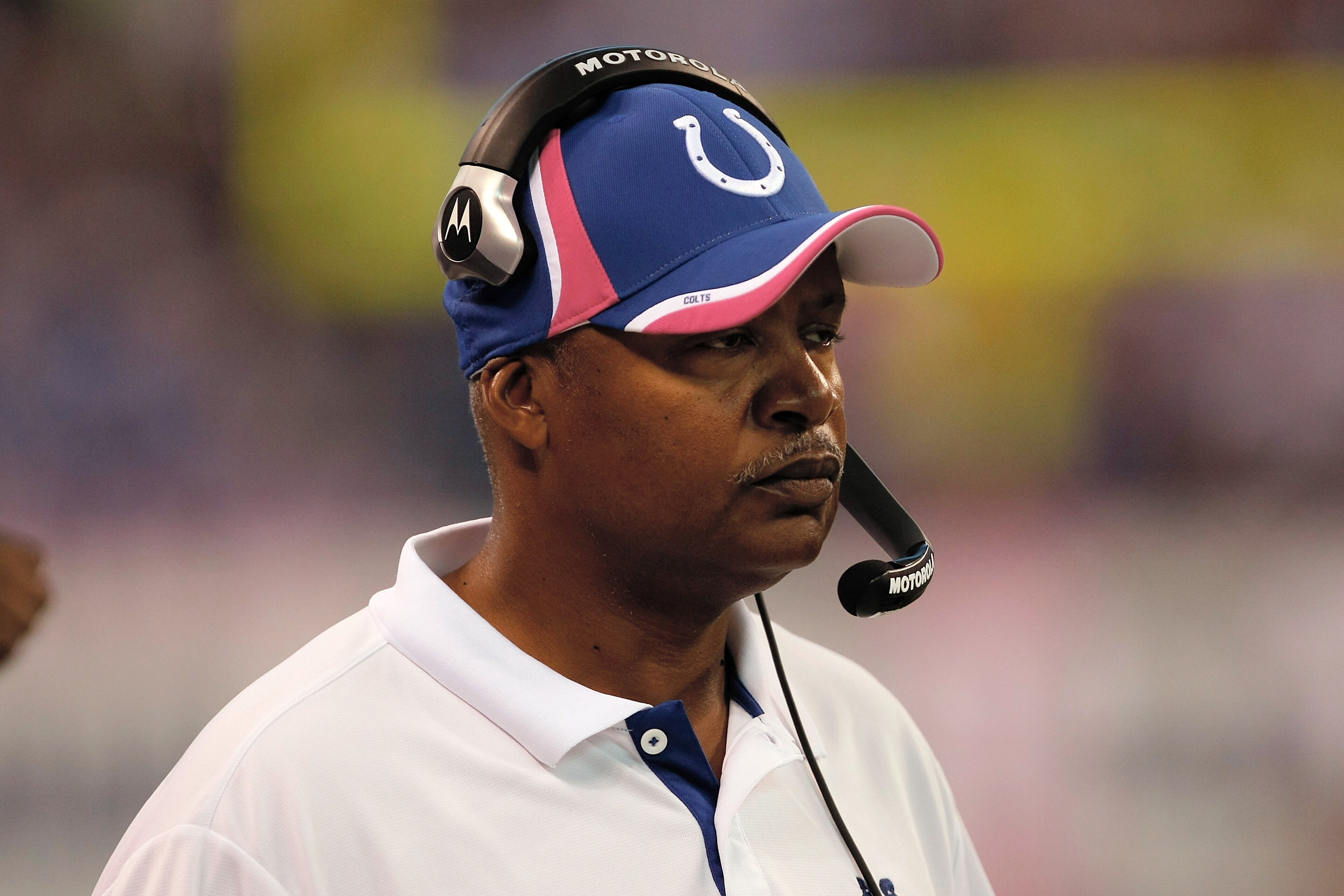 INDIANAPOLIS, IN - OCTOBER 10: Jim Caldwell of the Indianapolis Colts looks on against the Kansas City Chiefs at Lucas Oil Stadium on October 10, 2010 in Indianapolis, Indiana. (Photo by Scott Boehm/Getty Images) INDIANAPOLIS, IN - OCTOBER 10: Jim Caldwell of the Indianapolis Colts looks on against the Kansas City Chiefs at Lucas Oil Stadium on October 10, 2010 in Indianapolis, Indiana. (Photo by Scott Boehm/Getty Images)
