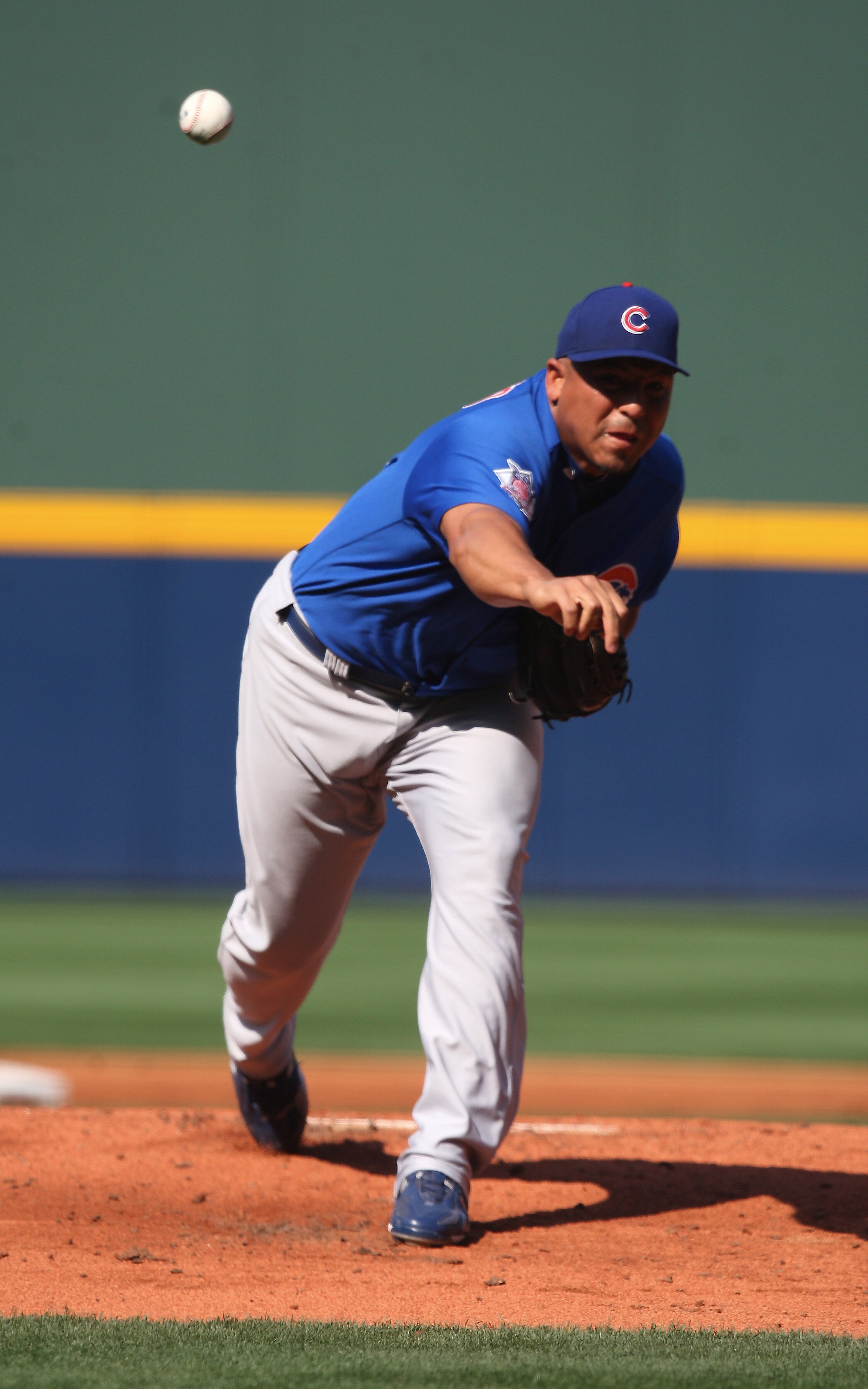 ATLANTA - APRIL 5: Carlos Zambrano #38 of the Chicago Cubs pitches against the Atlanta Braves during Opening Day at Turner Field on April 5, 2010 in Atlanta, Georgia. (Photo by Scott Cunningham/Getty Images)
