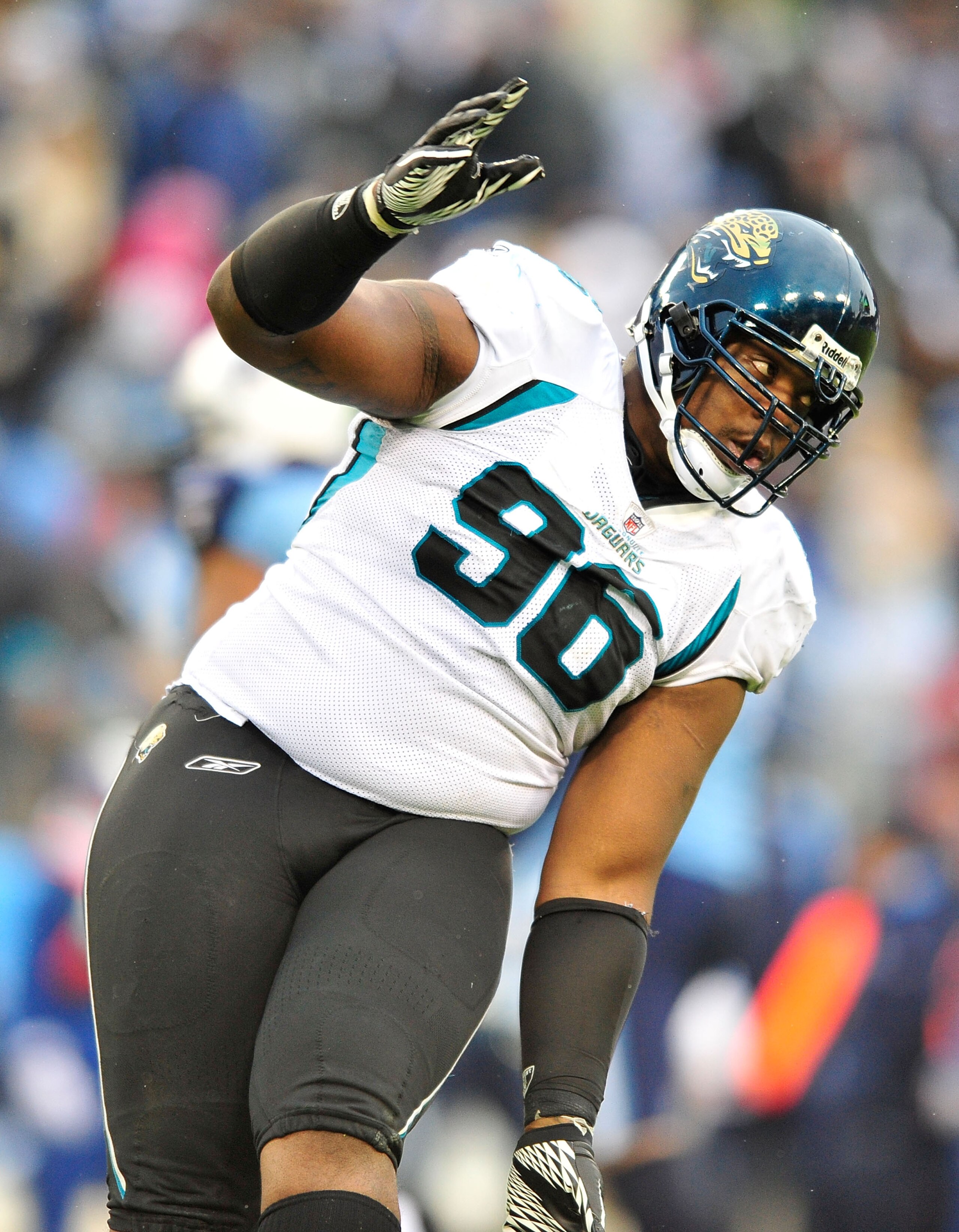 NASHVILLE, TN - DECEMBER 05: Terrance Knighton #96 of the Jacksonville Jaguars dances back to the sideline after a turnover by the Tennessee Titans during the first half at LP Field on December 5, 2010 in Nashville, Tennessee. (Photo by Grant Halverson NASHVILLE, TN - DECEMBER 05: Terrance Knighton #96 of the Jacksonville Jaguars dances back to the sideline after a turnover by the Tennessee Titans during the first half at LP Field on December 5, 2010 in Nashville, Tennessee. (Photo by Grant Halverson