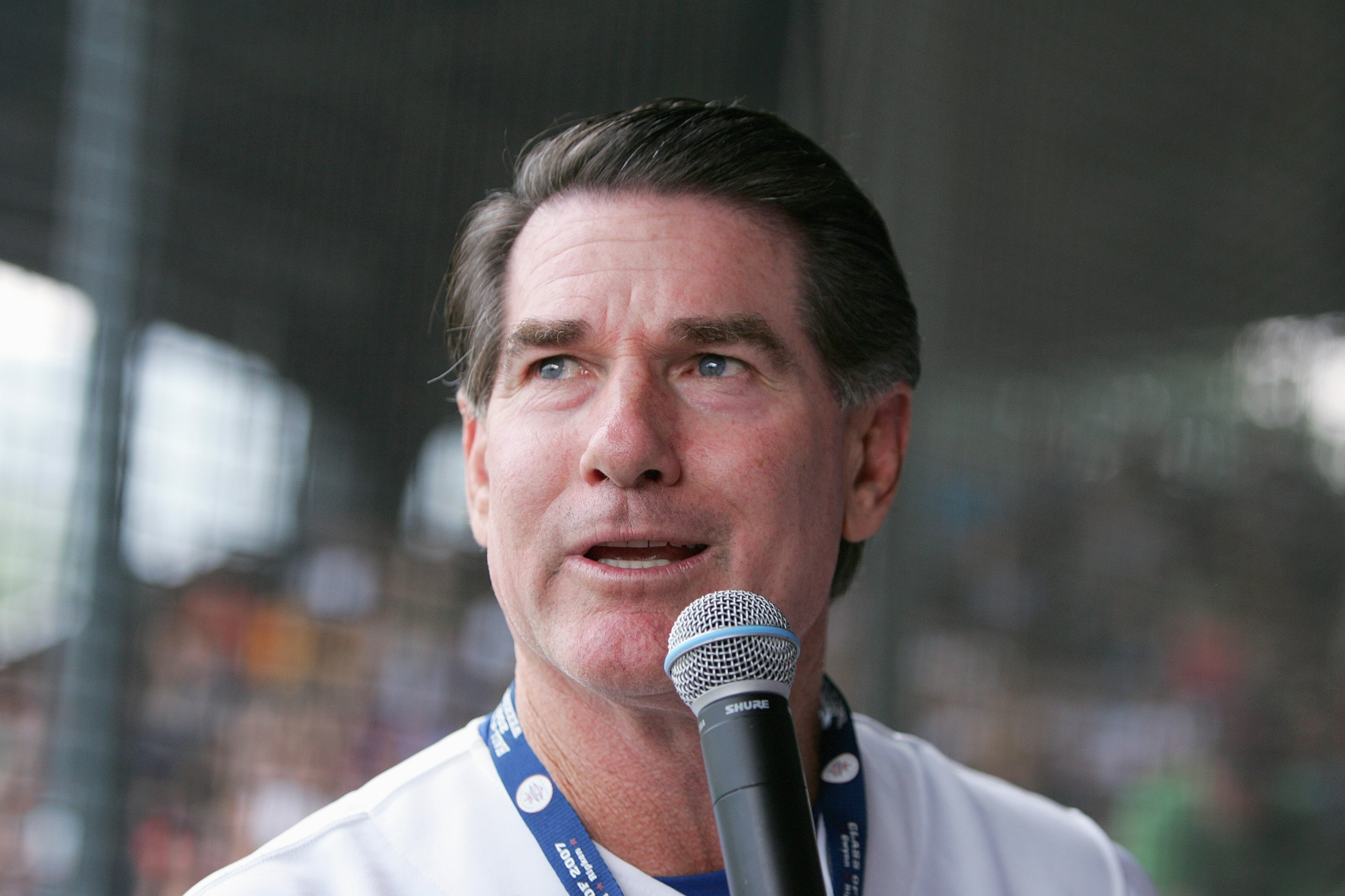 COOPERSTOWN, NY - JULY 27: Hall of Fame member Steve Garvey talks to the fans during the Play Ball with Ozzie Smith Clinic held at Doubleday Field on July 27, 2007 in Cooperstown, New York. (Photo by Chris McGrath/Getty Images)