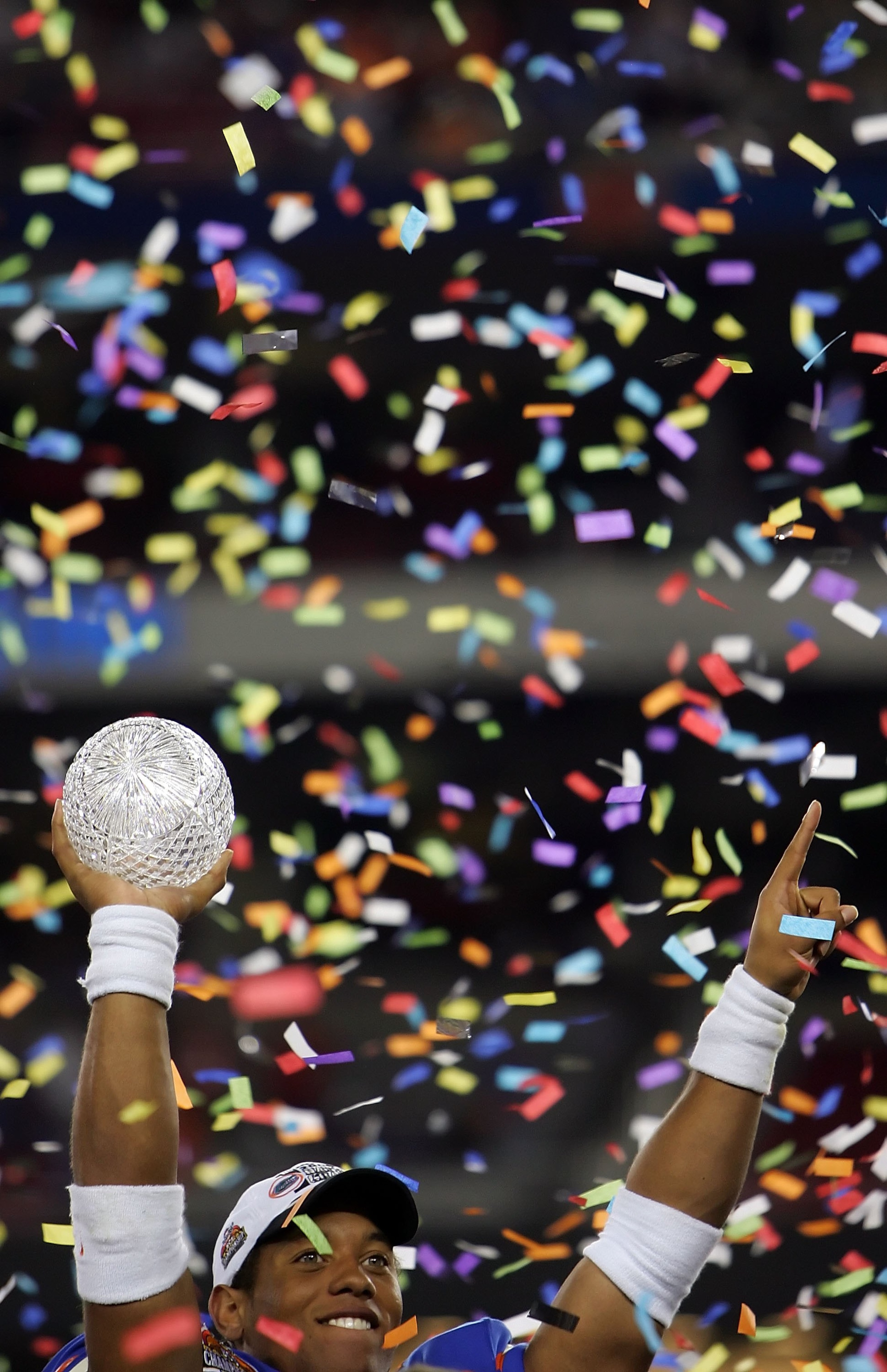 GLENDALE, AZ - JANUARY 08:  Quarterback Chris Leak #12 of the Florida Gators celebrates after defeating the Ohio State Buckeyes after the 2007 Tostitos BCS National Championship Game at the University of Phoenix Stadium on January 8, 2007 in Glendale, Ari