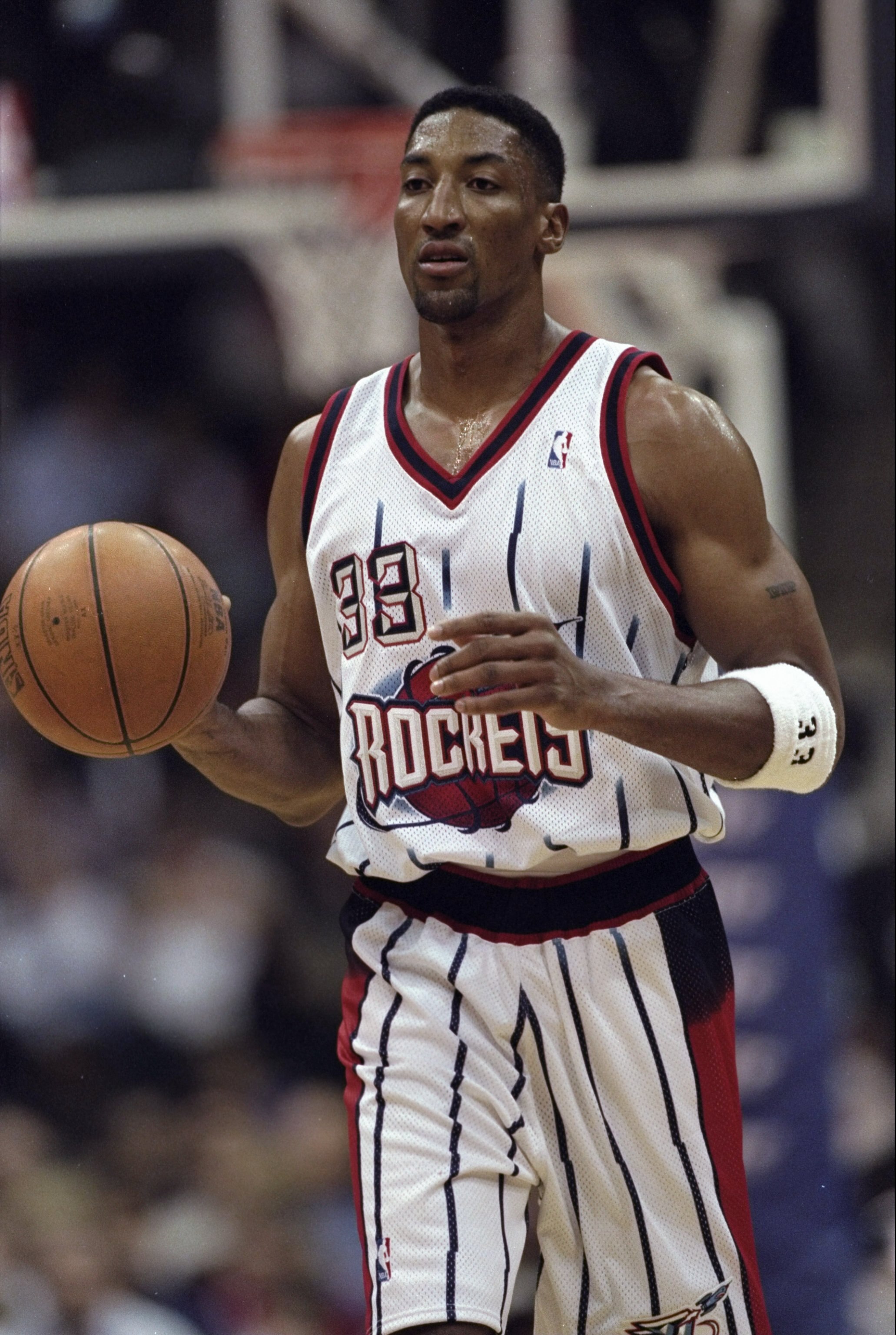 26 Jan 1999: Scottie Pippen #33 of the Houston Rockets in action during the game against the San Antonio Spurs at the Compaq Center in Houston, Texas. The Spurs defeated the Rockets 106-99.
