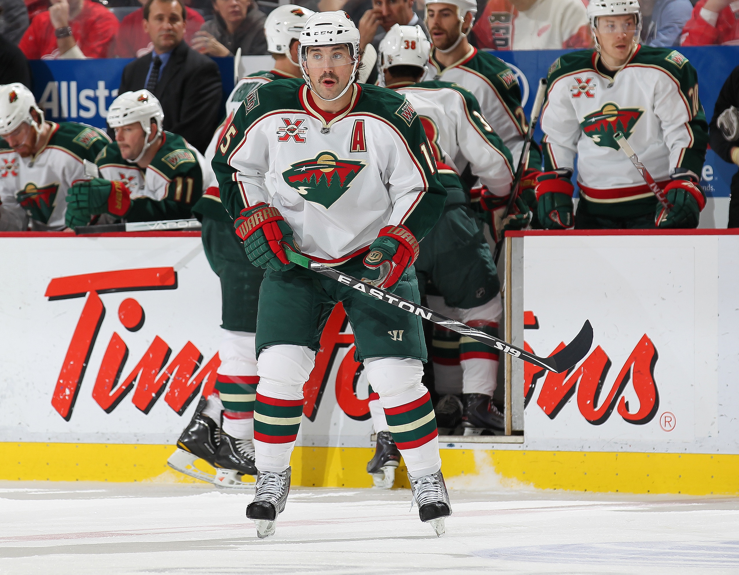 DETROIT, MI - NOVEMBER 19:  Andrew Brunette #15 of the Minnesota Wild skates in a game against the Detroit Red Wings on November 19, 2010 at the Joe Louis Arena in Detroit, Michigan. The Wild defeated the Wings 4-3 in overtime. (Photo by Claus Andersen/Ge