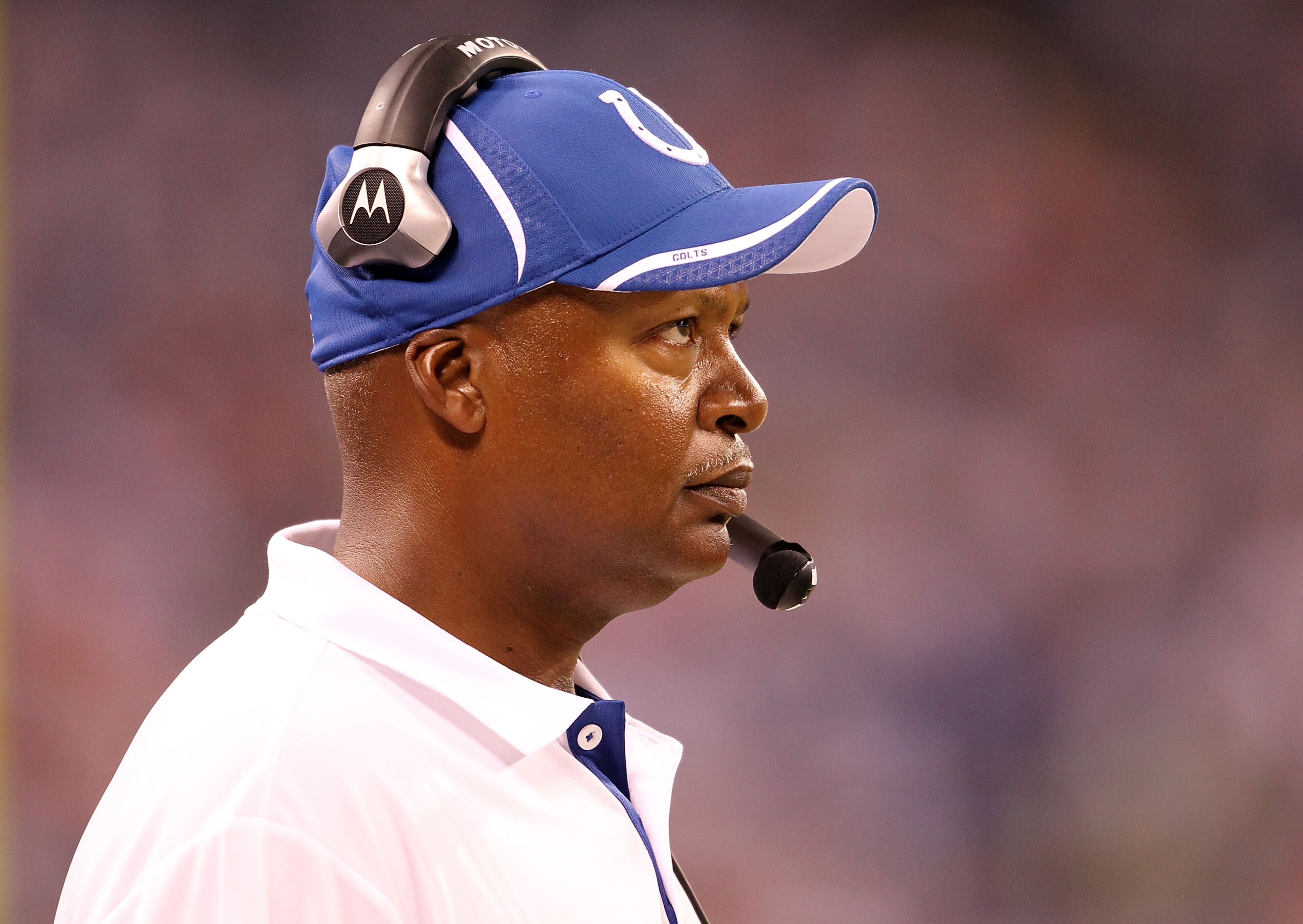INDIANAPOLIS - SEPTEMBER 02:  Jim Caldwell the Head Coach of the Indianapolis Colts watches from the sidelines during the NFL preseason game against the Cincinnati Bengals at Lucas Oil Stadium on September 2, 2010 in Indianapolis, Indiana.  (Photo by Andy