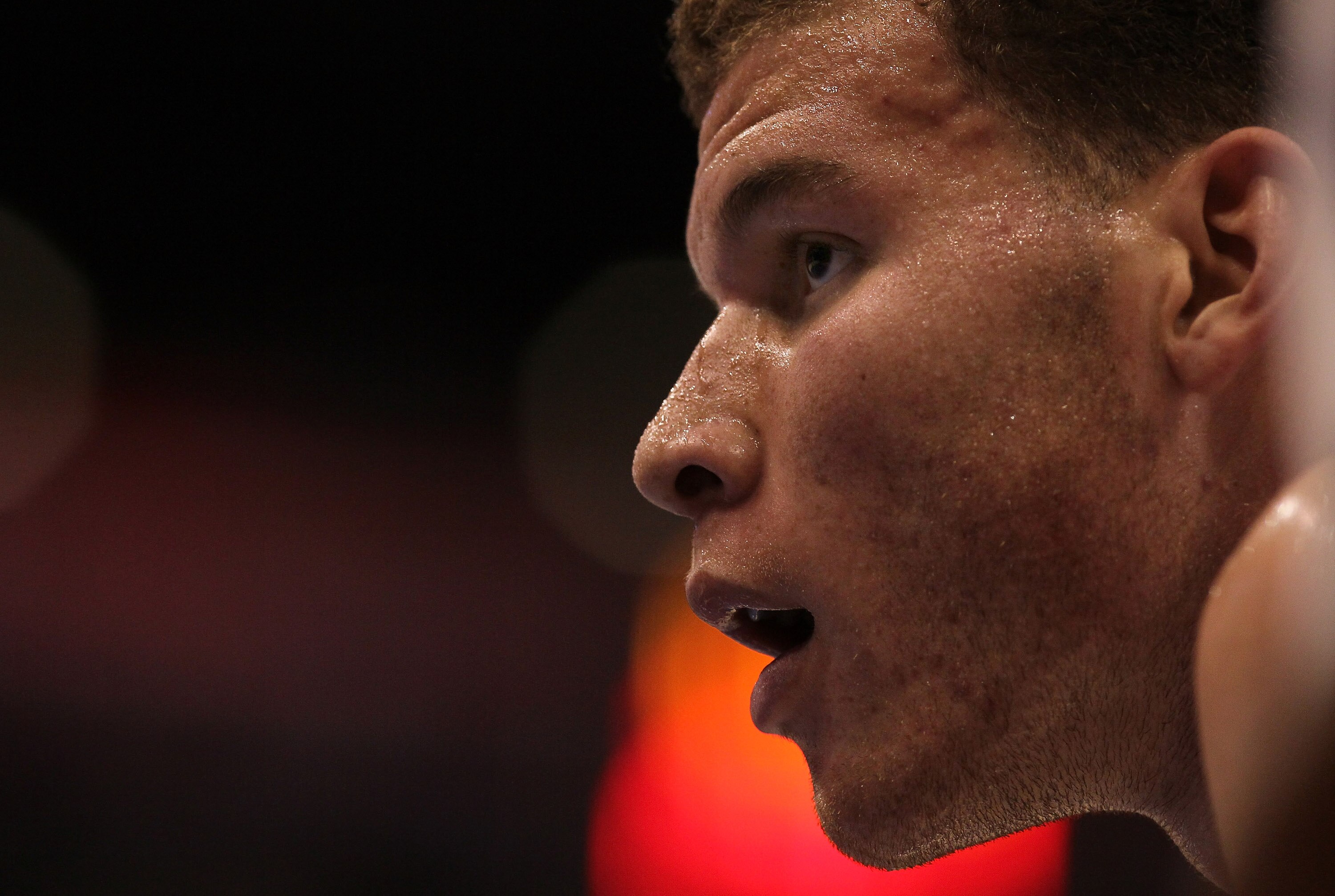 LOS ANGELES, CA - DECEMBER 08:  Blake Griffin #32 of the Los Angeles Clippers takes a breather during a break in the game against the Los Angeles Lakers at Staples Center on December 8, 2010 in Los Angeles, California. The Lakers won 87-86.  NOTE TO USER:
