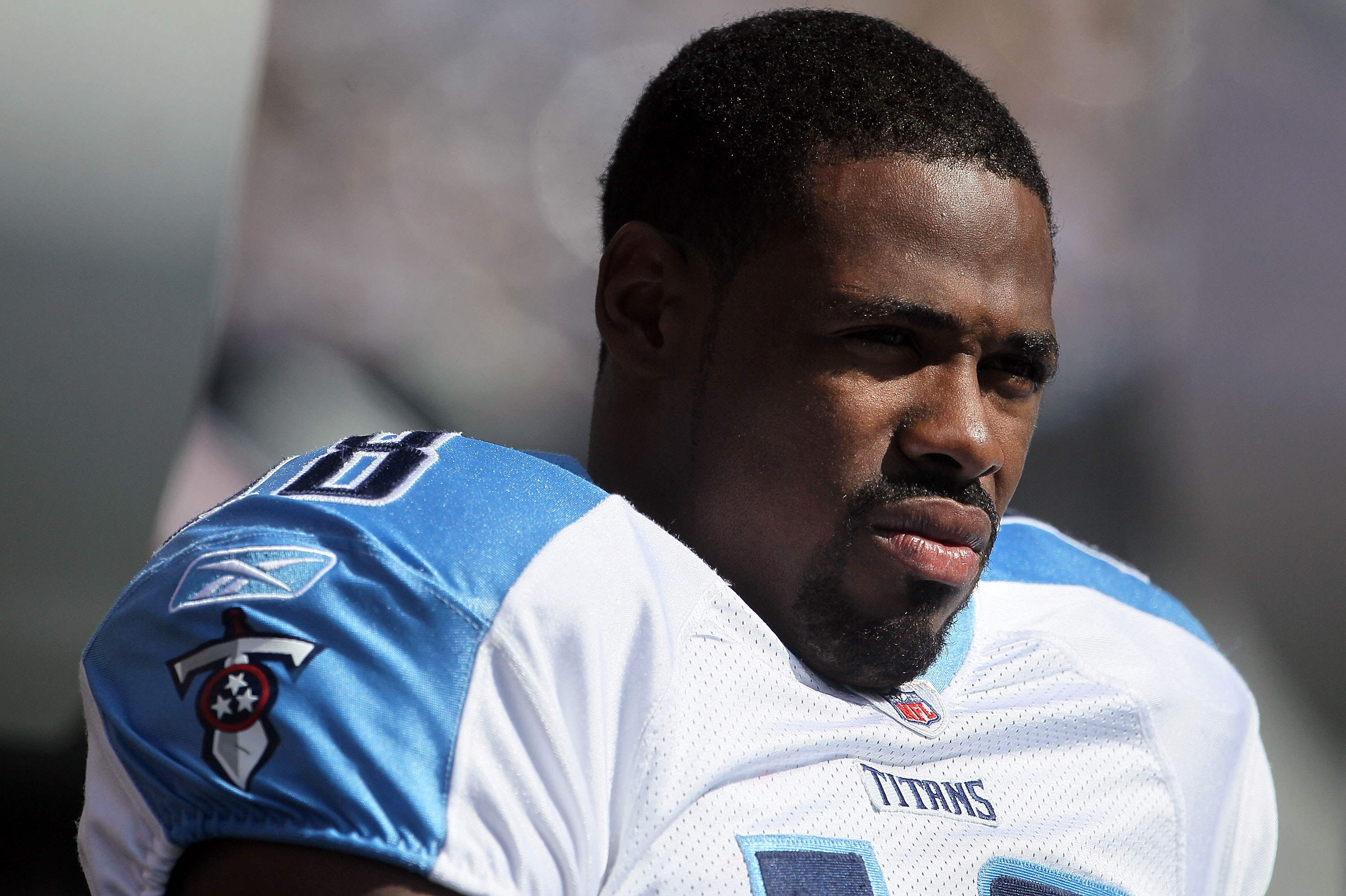SAN DIEGO - OCTOBER 31:  Kenny Britt #18 of the Tennessee Titans looks on from the sideline against the San Diego Chargers at Qualcomm Stadium on October 31, 2010 in San Diego, California. The Chargers defeated the Titans 33-25.  (Photo by Jeff Gross/Gett