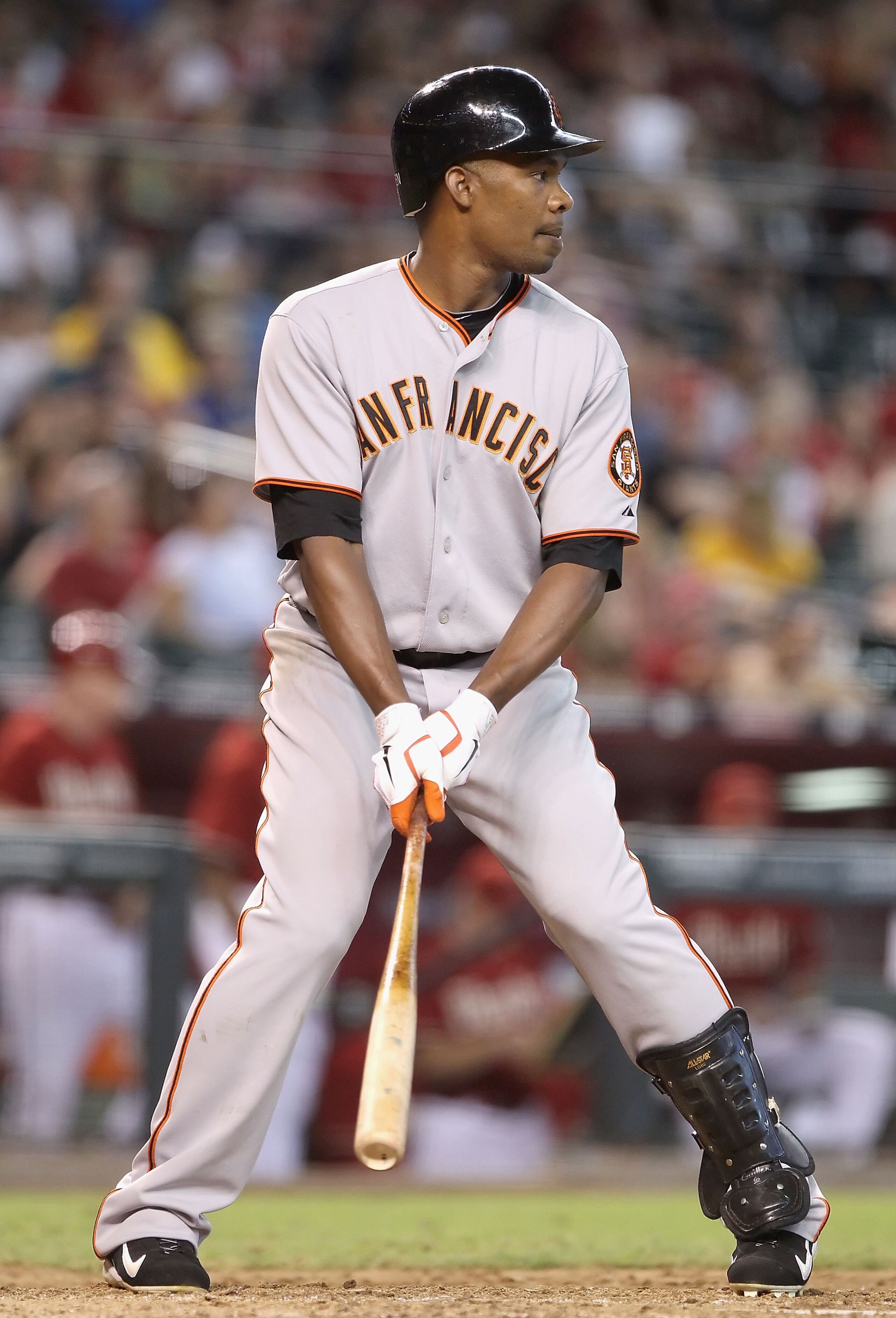 PHOENIX - SEPTEMBER 06: Jose Guillen #6 of the San Francisco Giants at bat during the Major League Baseball game against the Arizona Diamondbacks at Chase Field on September 6, 2010 in Phoenix, Arizona. The Giants defeated the Diamondbacks 2-0 in eleven PHOENIX - SEPTEMBER 06: Jose Guillen #6 of the San Francisco Giants at bat during the Major League Baseball game against the Arizona Diamondbacks at Chase Field on September 6, 2010 in Phoenix, Arizona. The Giants defeated the Diamondbacks 2-0 in eleven