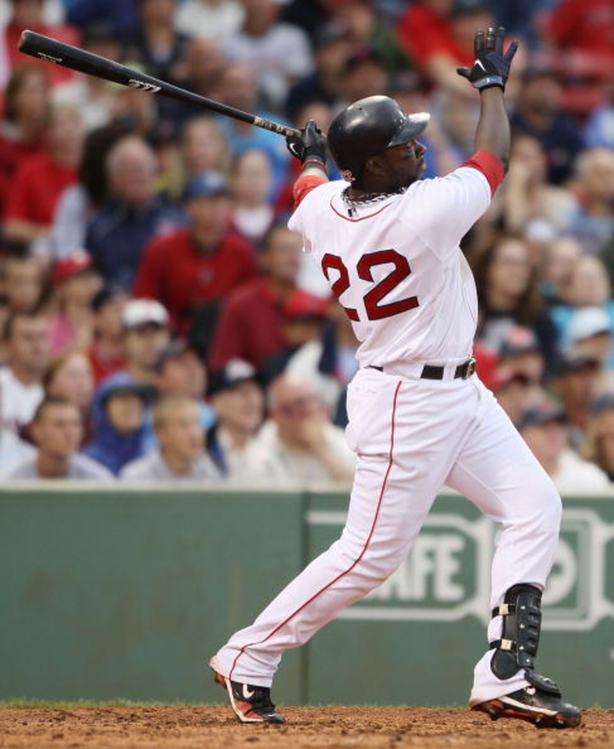 BOSTON - AUGUST 22: Bill Hall #22 of the Boston Red Sox hits a two run homer in the fifth inning against the Toronto Blue Jays on August 22, 2010 at Fenway Park in Boston, Massachusetts. (Photo by Elsa/Getty Images) BOSTON - AUGUST 22: Bill Hall #22 of the Boston Red Sox hits a two run homer in the fifth inning against the Toronto Blue Jays on August 22, 2010 at Fenway Park in Boston, Massachusetts. (Photo by Elsa/Getty Images)