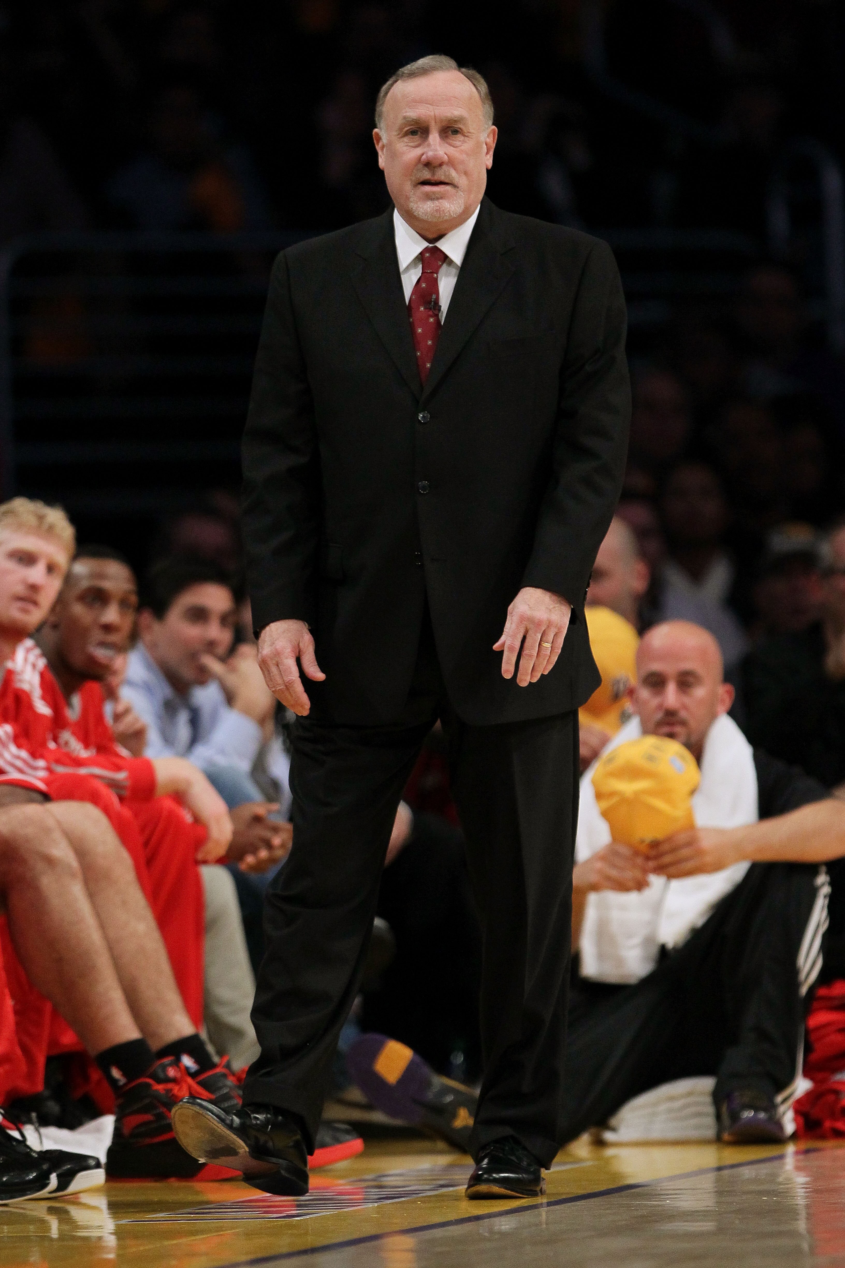 LOS ANGELES, CA - OCTOBER 26:  Head coach Rick Adelman of the Houston Rockets looks on during their opening night game against the Los Angeles Lakers at Staples Center on October 26, 2010 in Los Angeles, California. NOTE TO USER: User expressly acknowledg
