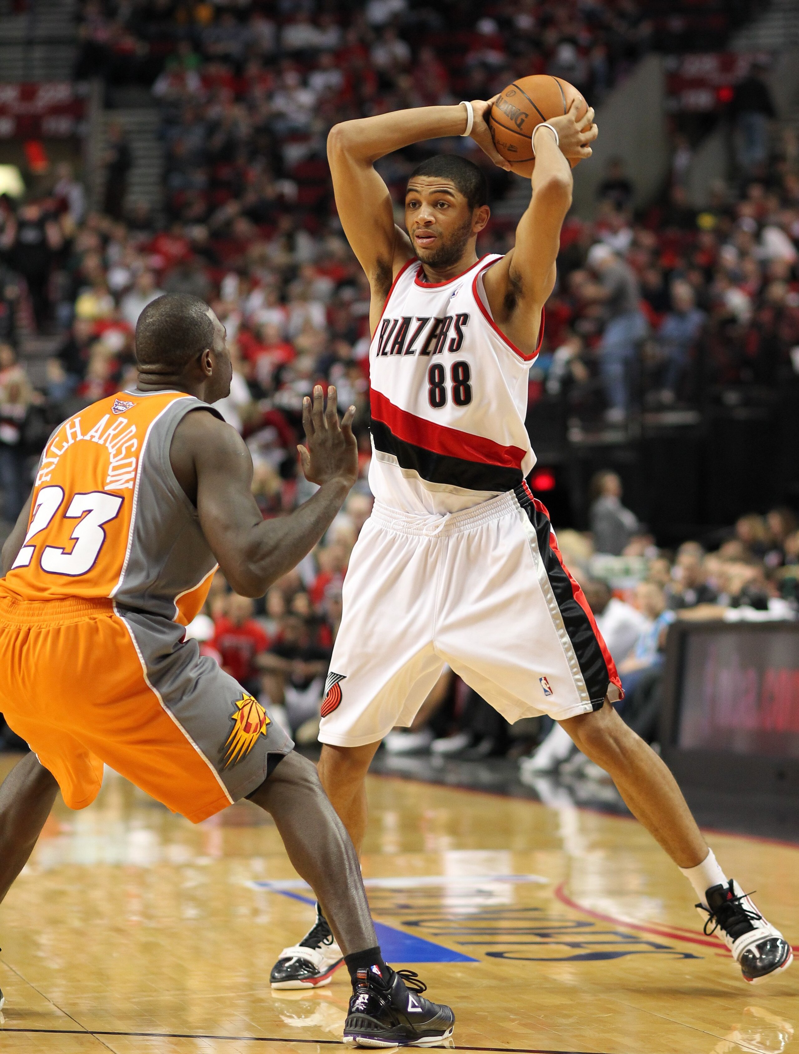 PORTLAND, OR - APRIL 24:  Nicolas Batum #88 of the Portland Trail Blazers in action against Jason Richardson #23 of the Phoenix Suns during Game Four of the Western Conference Quarterfinals of the NBA Playoffs on April 24, 2010 at the Rose Garden in Portl