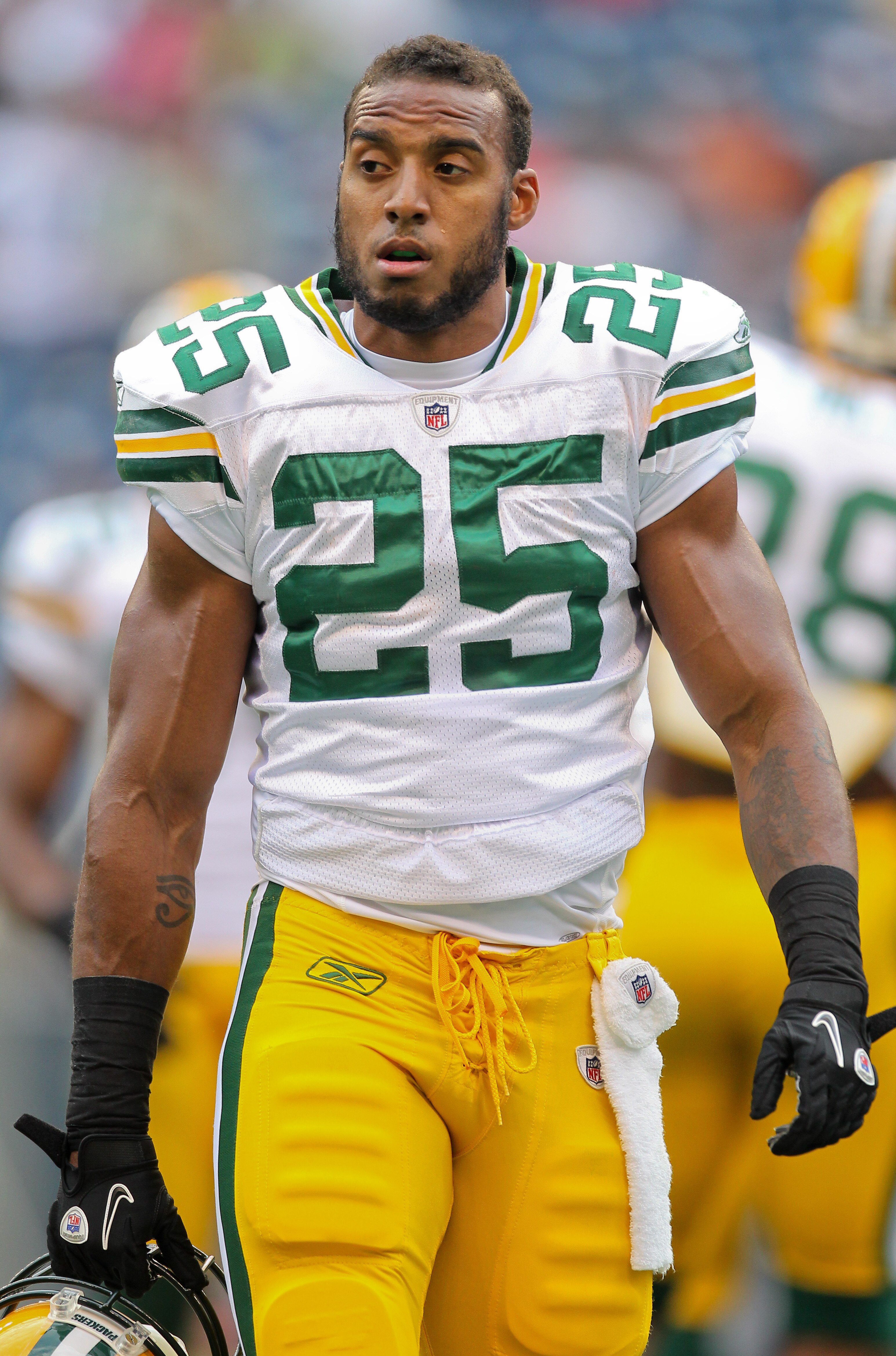 SEATTLE - AUGUST 21:  Running back Ryan Grant #25 of the Green Bay Packers looks on during warmups prior to the preseason game against the Seattle Seahawks at Qwest Field on August 21, 2010 in Seattle, Washington. (Photo by Otto Greule Jr/Getty Images)