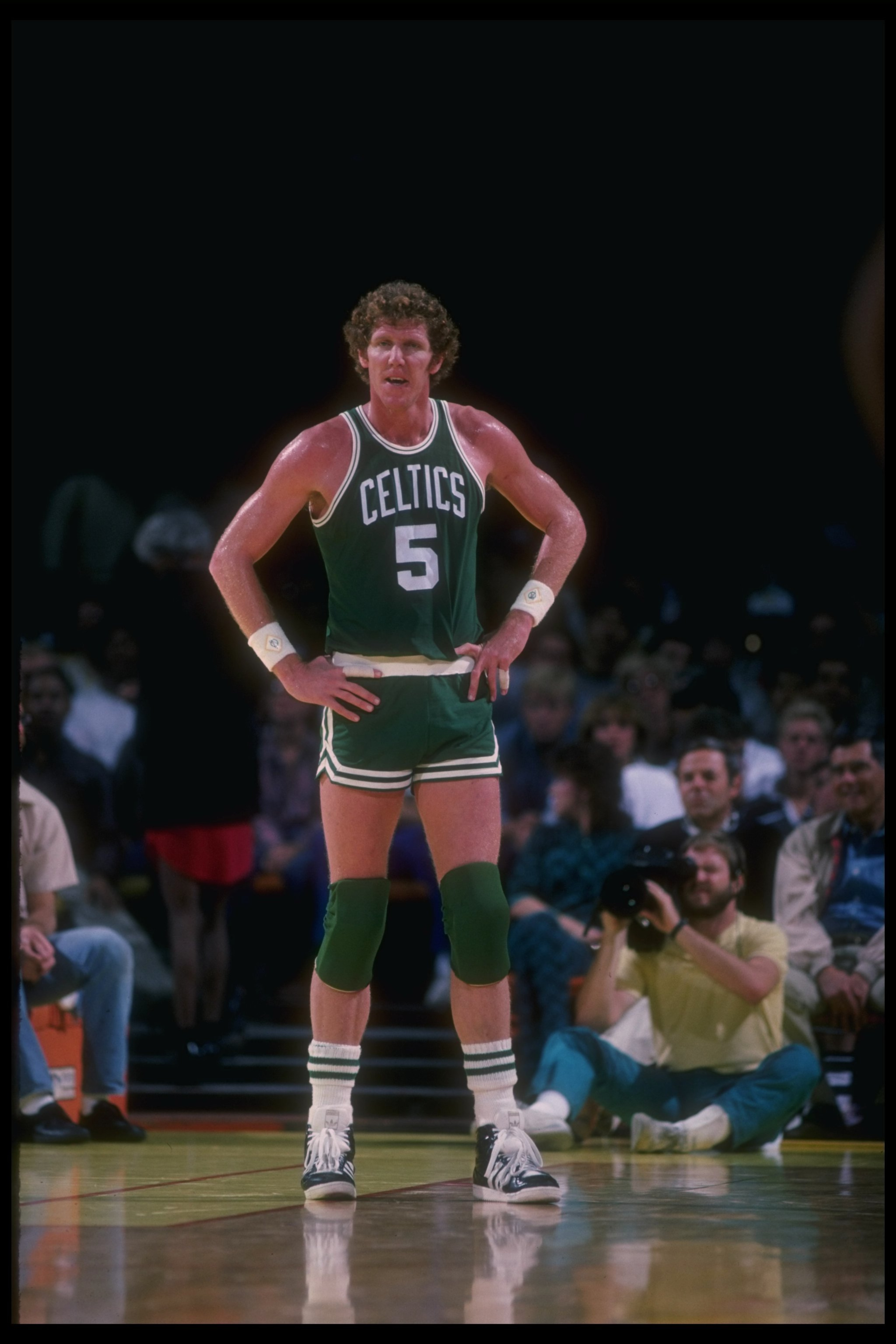 Undated:  Bill Walton of the Boston Celtics looks on during a game. Mandatory Credit: Rick Stewart  /Allsport