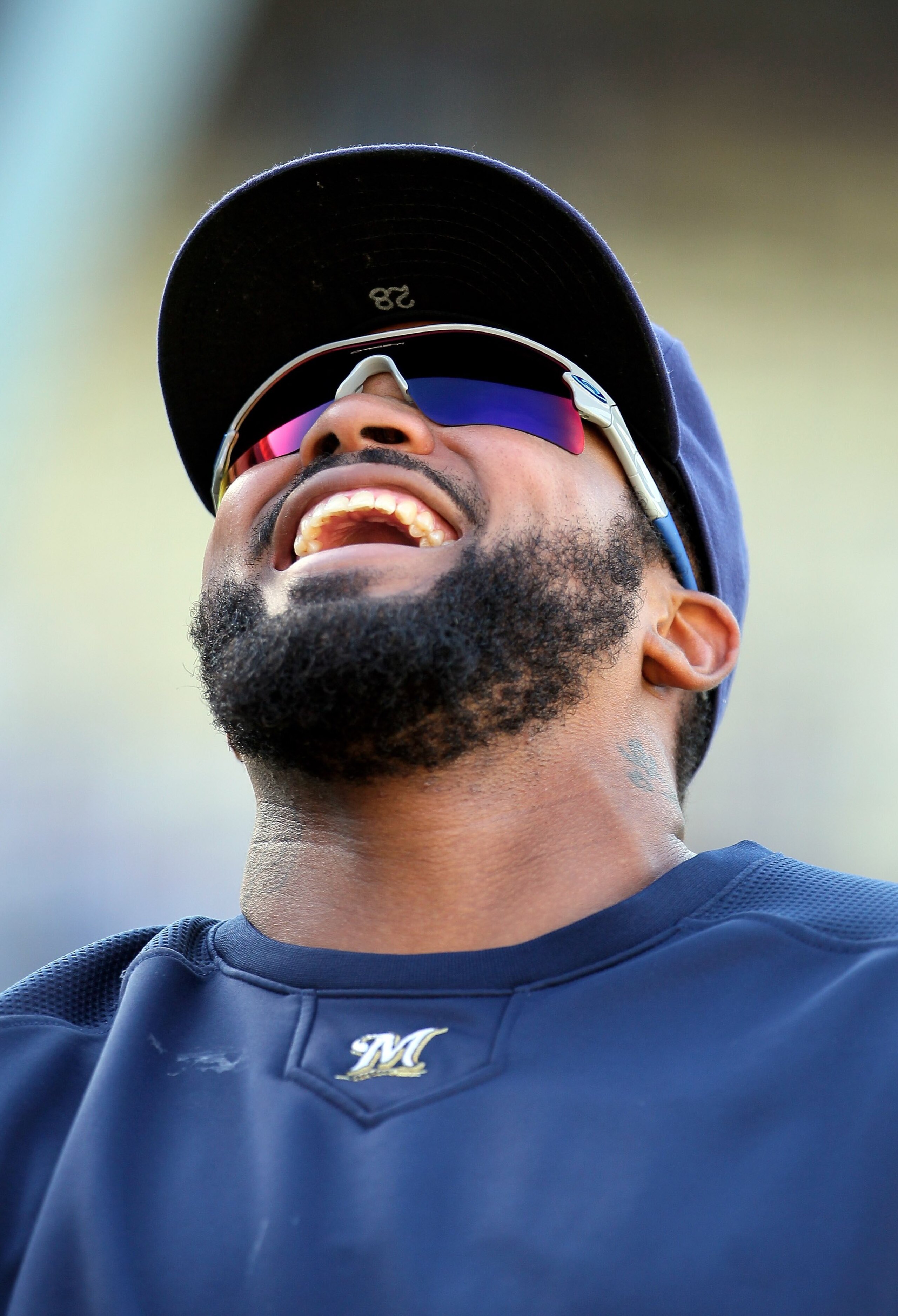 LOS ANGELES, CA - MAY 04:  Prince Fielder #28 of the Milwaukee Brewers looks on prior to the start of the game against the Los Angeles Dodgers at Dodger Stadium on May 4, 2010 in Los Angeles, California. The Brewers defeated the Dodgers 11-6.  (Photo by J