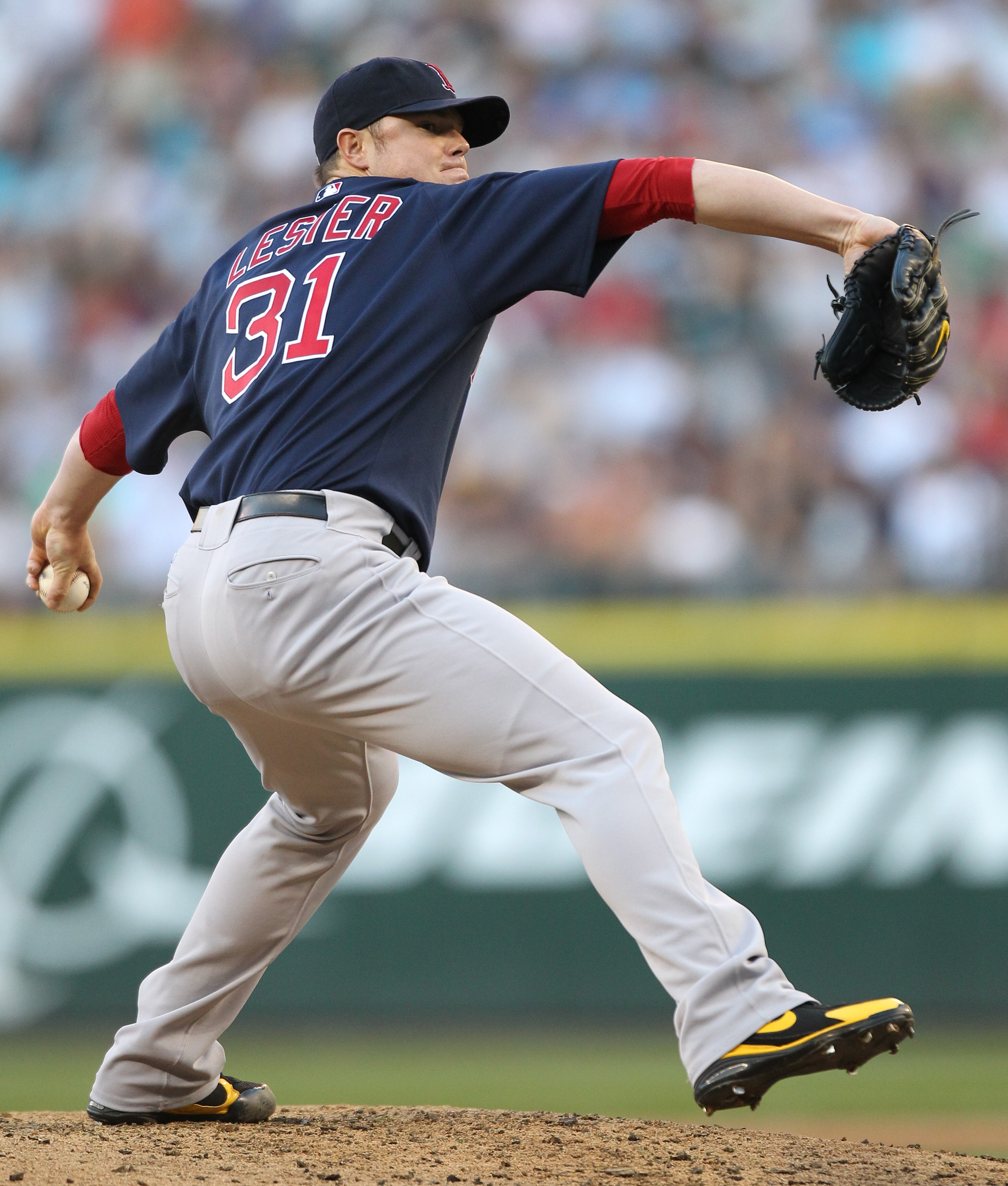 SEATTLE - JULY 24:  Starting pitcher Jon Lester #31 of the Boston Red Sox pitches against the Seattle Mariners at Safeco Field on July 24, 2010 in Seattle, Washington. (Photo by Otto Greule Jr/Getty Images)