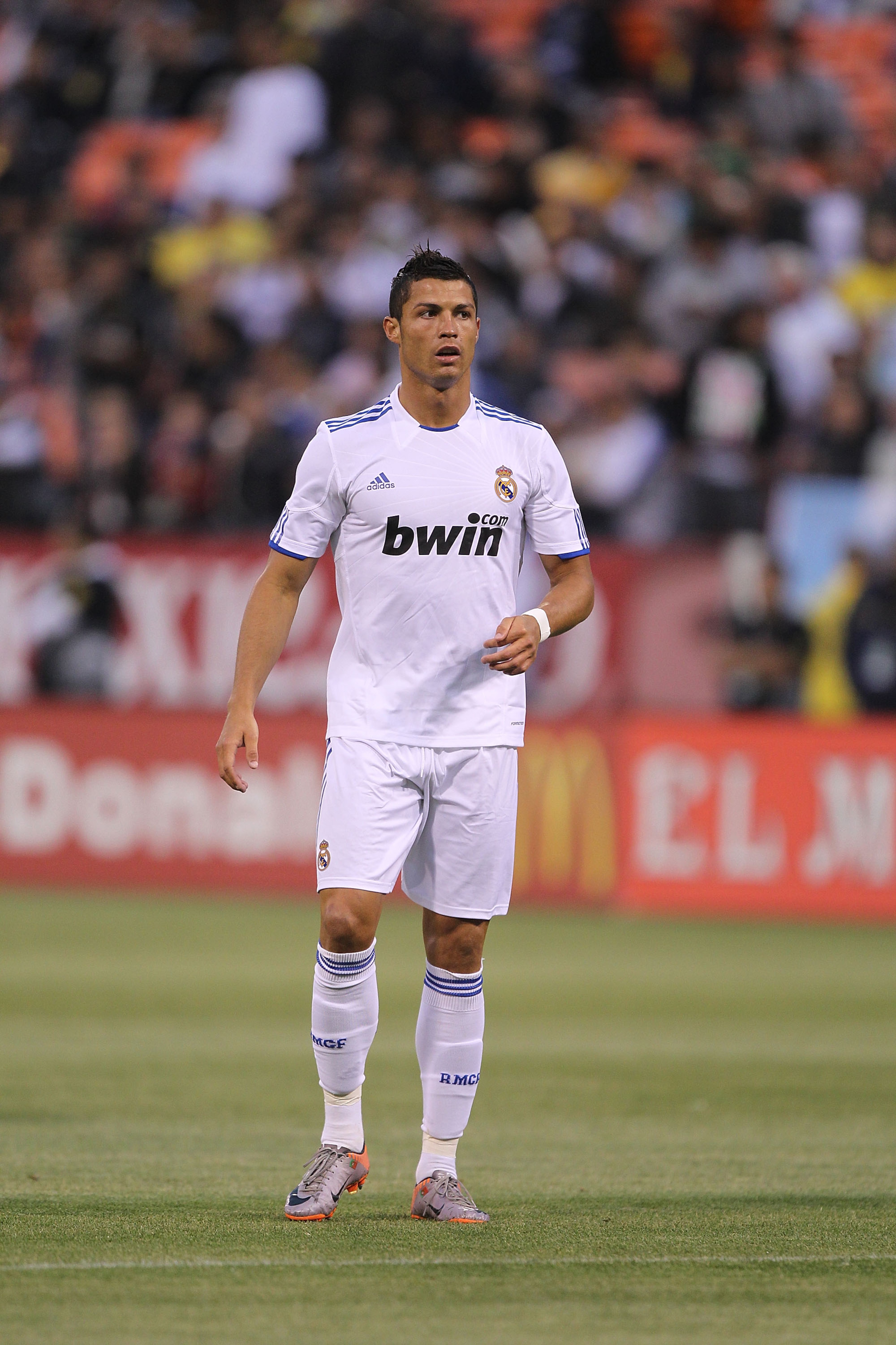 SAN FRANCISCO - AUGUST 04:  Christiano Ronaldo #7 of Real Madrid looks on against Club America of Mexico during a pre-season game at Candlestick Park on August 4, 2010 in San Francisco, California.  (Photo by Jed Jacobsohn/Getty Images)