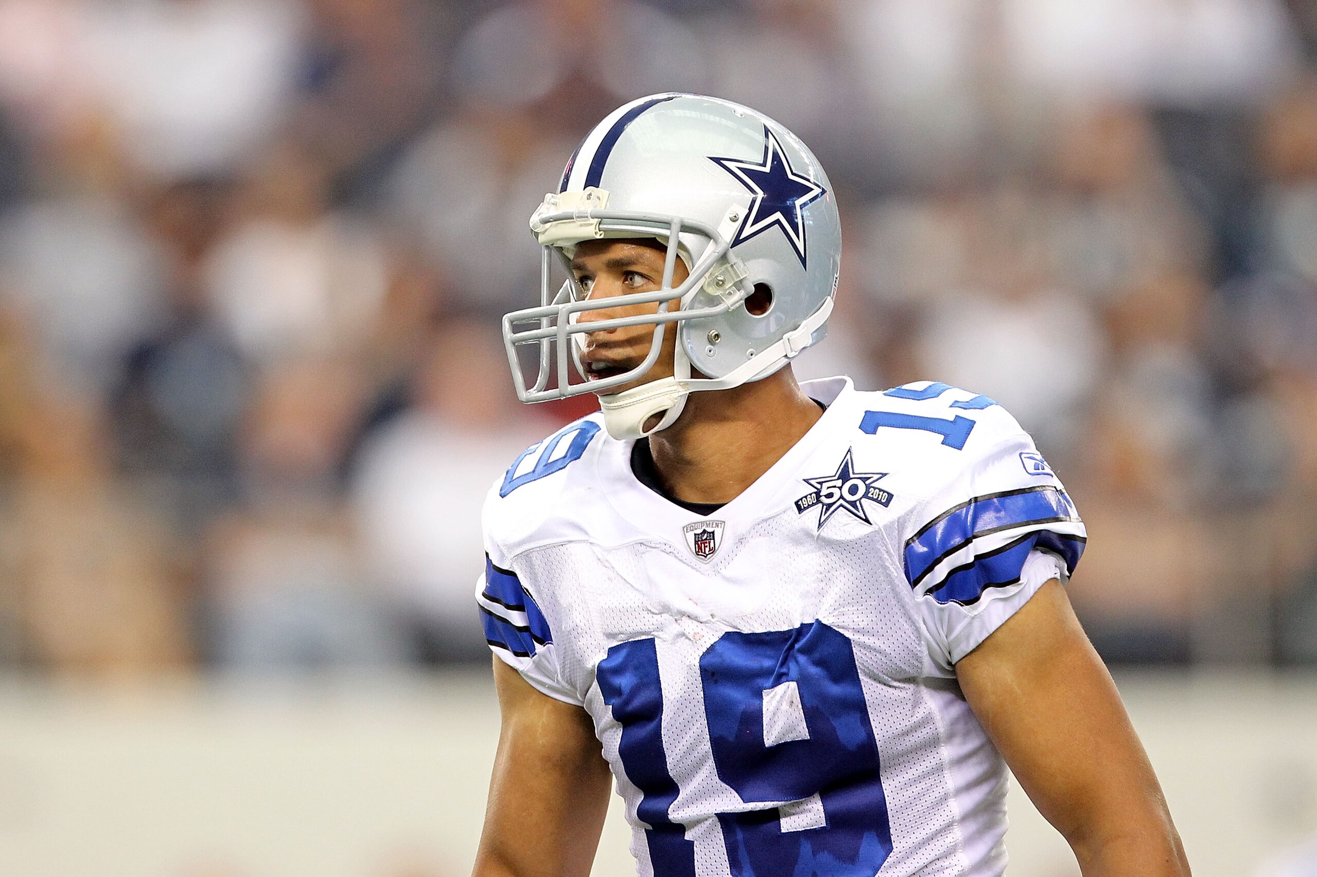 ARLINGTON, TX - OCTOBER 31: Miles Austin #19 of the Dallas Cowboys looks on against the Jacksonville Jaguars at Cowboys Stadium on October 31, 2010 in Arlington, Texas. (Photo by Chris Chambers/Getty Images) ARLINGTON, TX - OCTOBER 31: Miles Austin #19 of the Dallas Cowboys looks on against the Jacksonville Jaguars at Cowboys Stadium on October 31, 2010 in Arlington, Texas. (Photo by Chris Chambers/Getty Images)