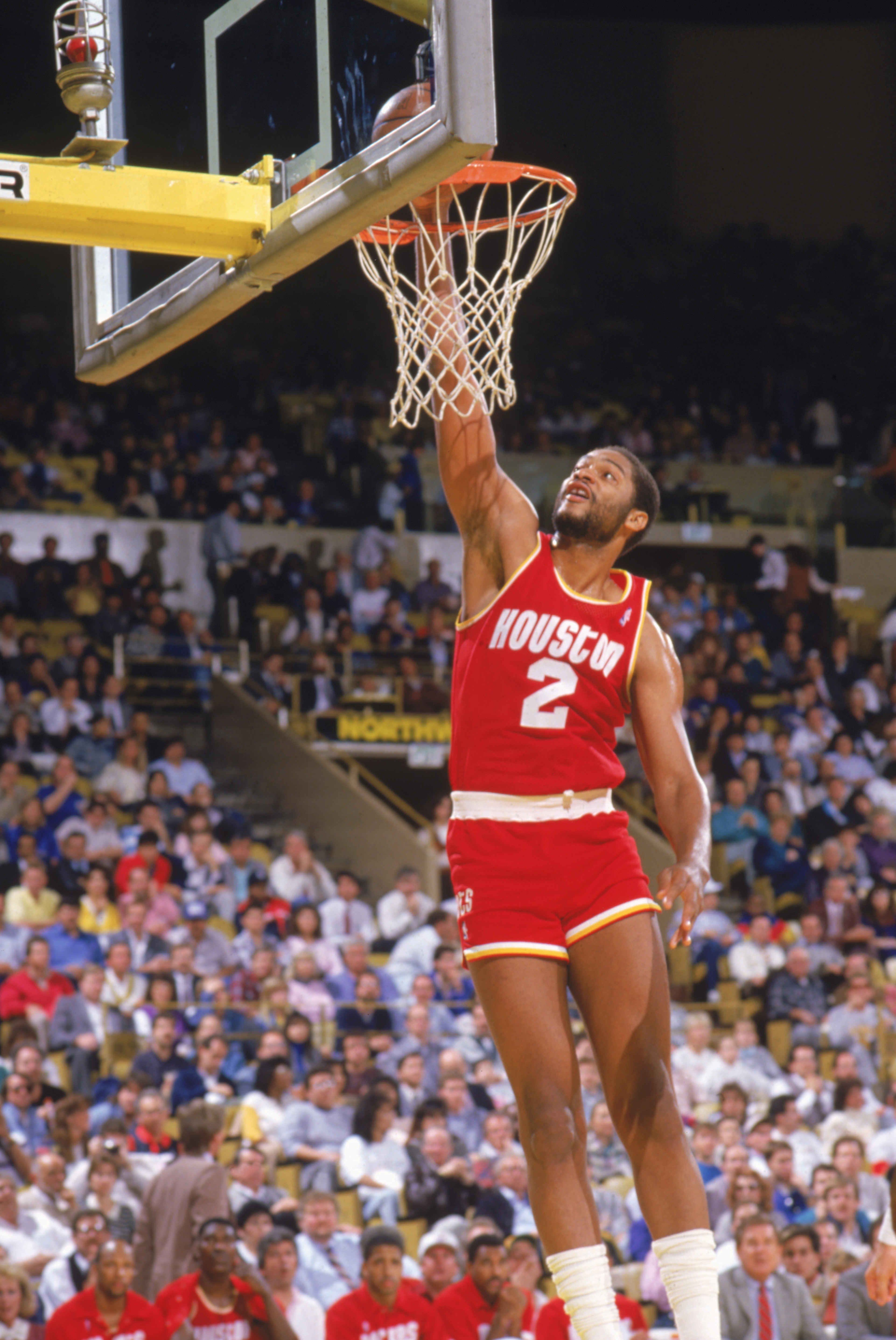 INGLEWOOD -1987:  Joe Barry Carroll #2 of the Houston Rockets dunks during a game in the1987-88 season. NOTE TO USER: User expressly acknowledges and agrees that, by downloading and/or using this Photograph, User is consenting to the terms and conditions