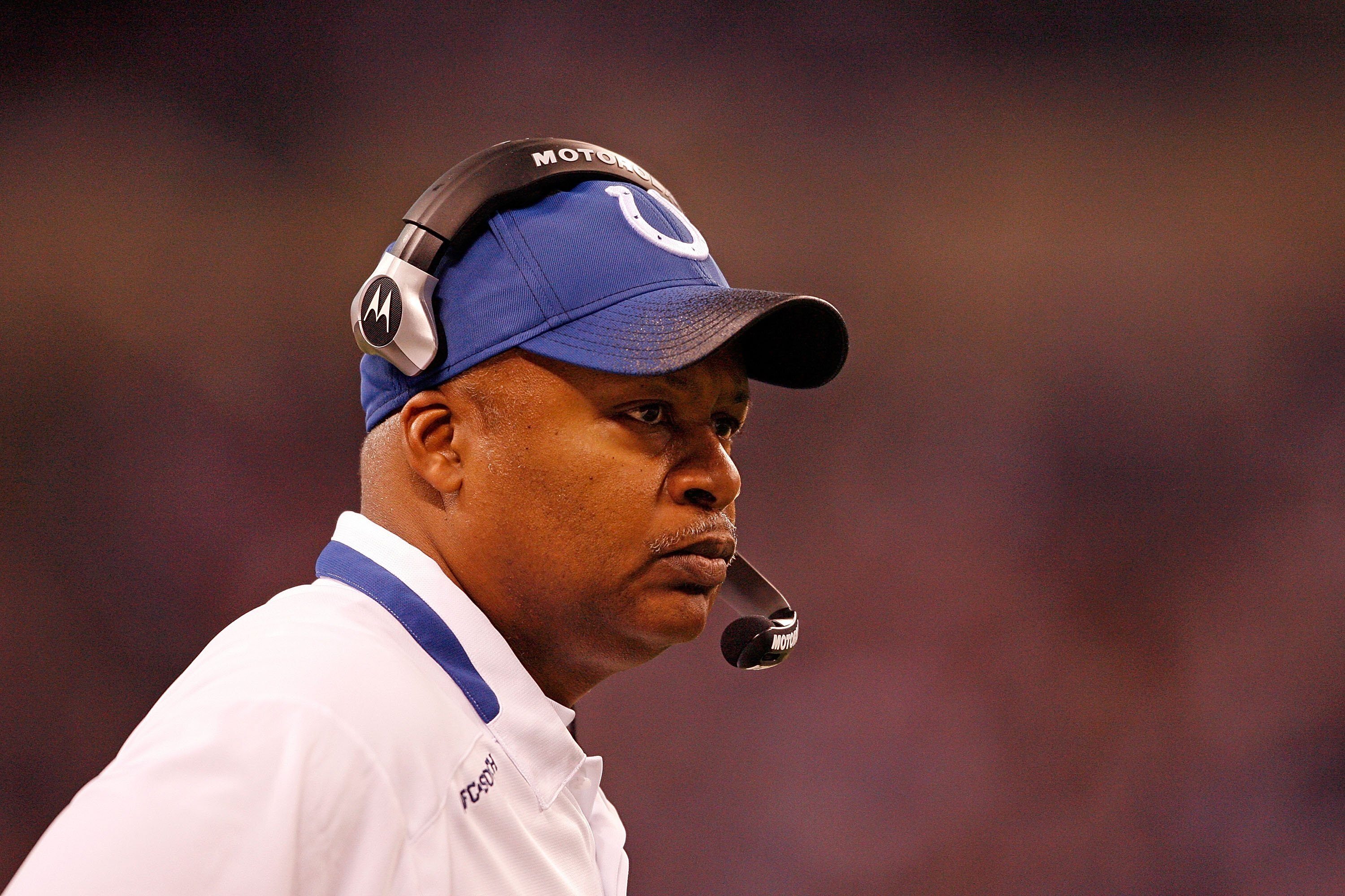 INDIANAPOLIS - DECEMBER 13:  Jim Caldwell the Head Coach of the Indianapolis Colts is pictured during the NFL game against the Denver Broncos at Lucas Oil Stadium on December 13, 2009 in Indianapolis, Indiana. The Colts won 28-16.  (Photo by Andy Lyons/Ge