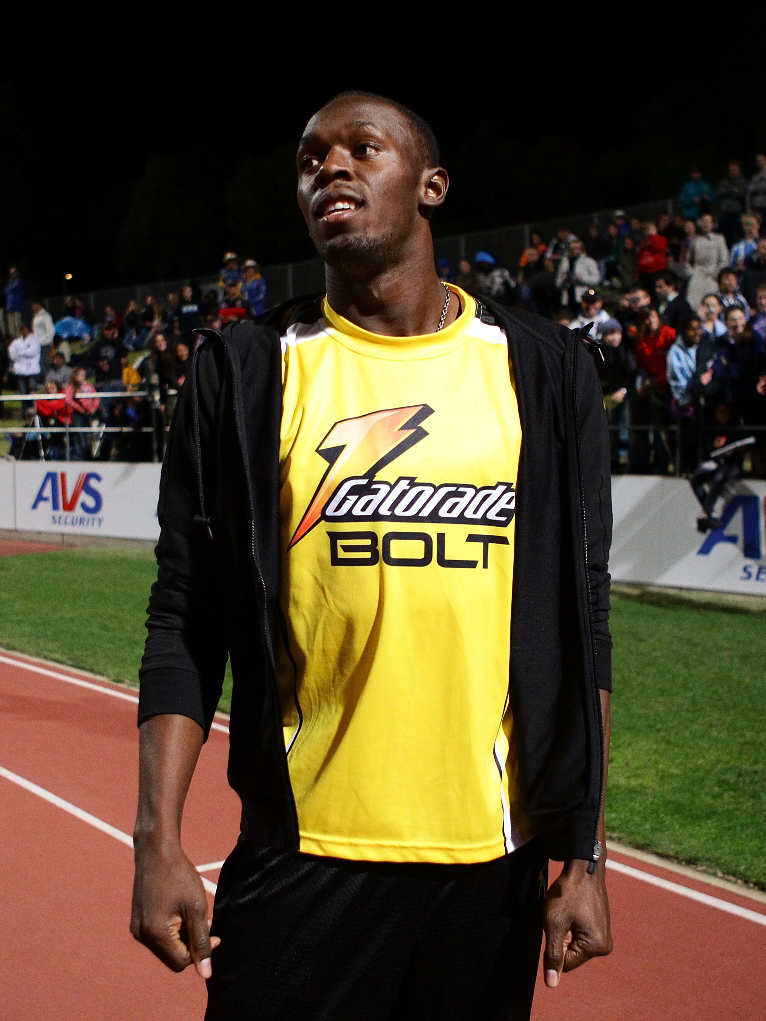 SYDNEY, AUSTRALIA - SEPTEMBER 15:  Usain Bolt of Jamaica acknowledges the crowd during the Athletic Allstars Meet at Sydney Olympic Park Athletic Centre on September 15, 2010 in Sydney, Australia.  (Photo by Matt King/Getty Images)