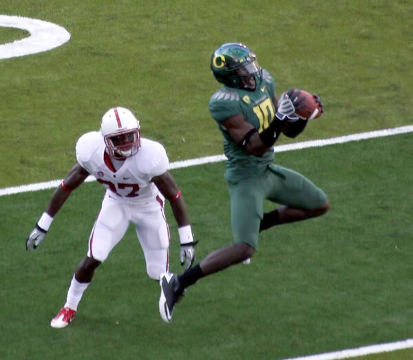 DJ Davis in Oregon's home victory against Stanford.  Photo by Joel Conrad Bechtolt