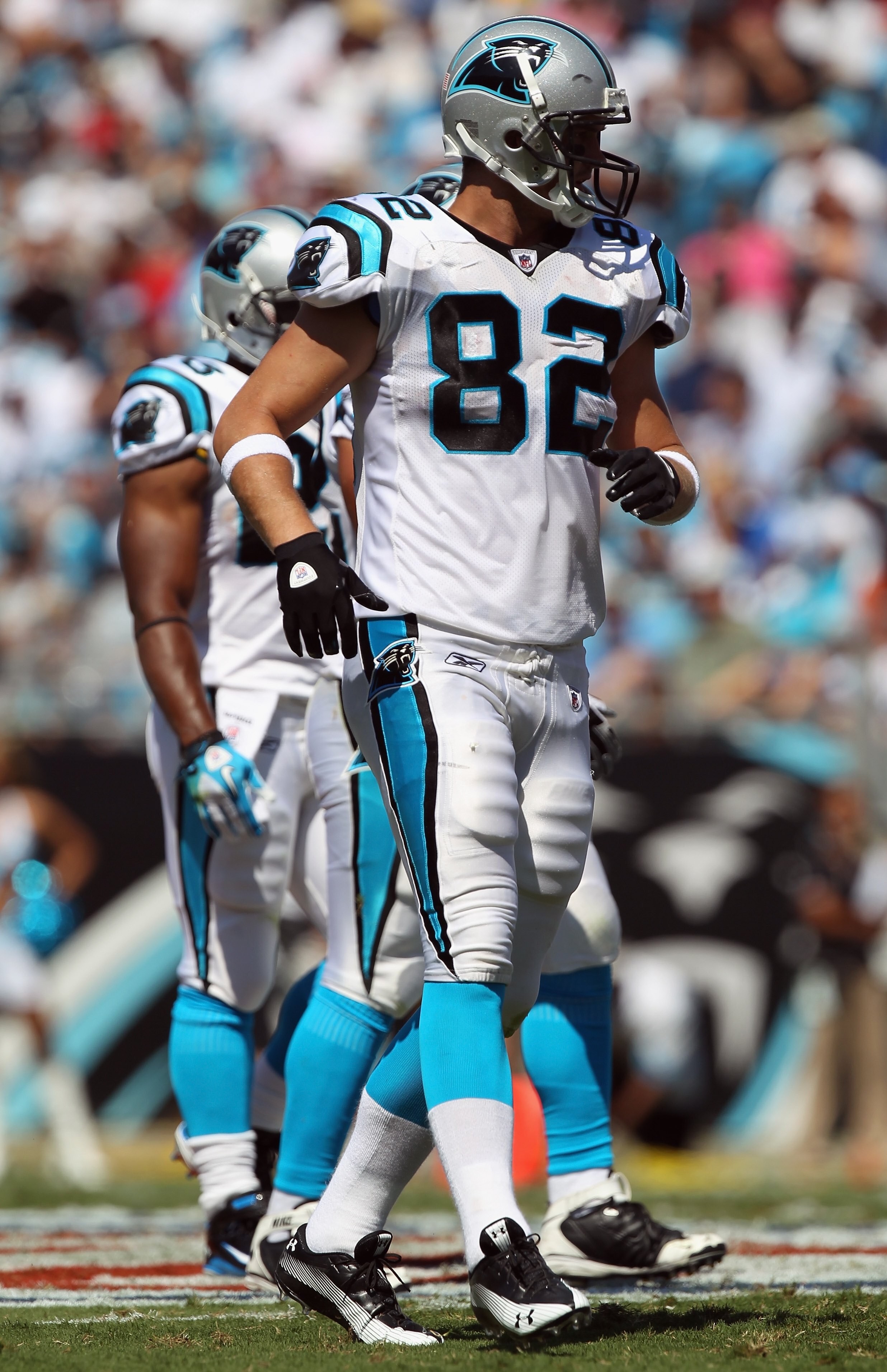 CHARLOTTE, NC - SEPTEMBER 19:  Gary Barnidge #82 of the Carolina Panthers during their game at Bank of America Stadium on September 19, 2010 in Charlotte, North Carolina.  (Photo by Streeter Lecka/Getty Images)