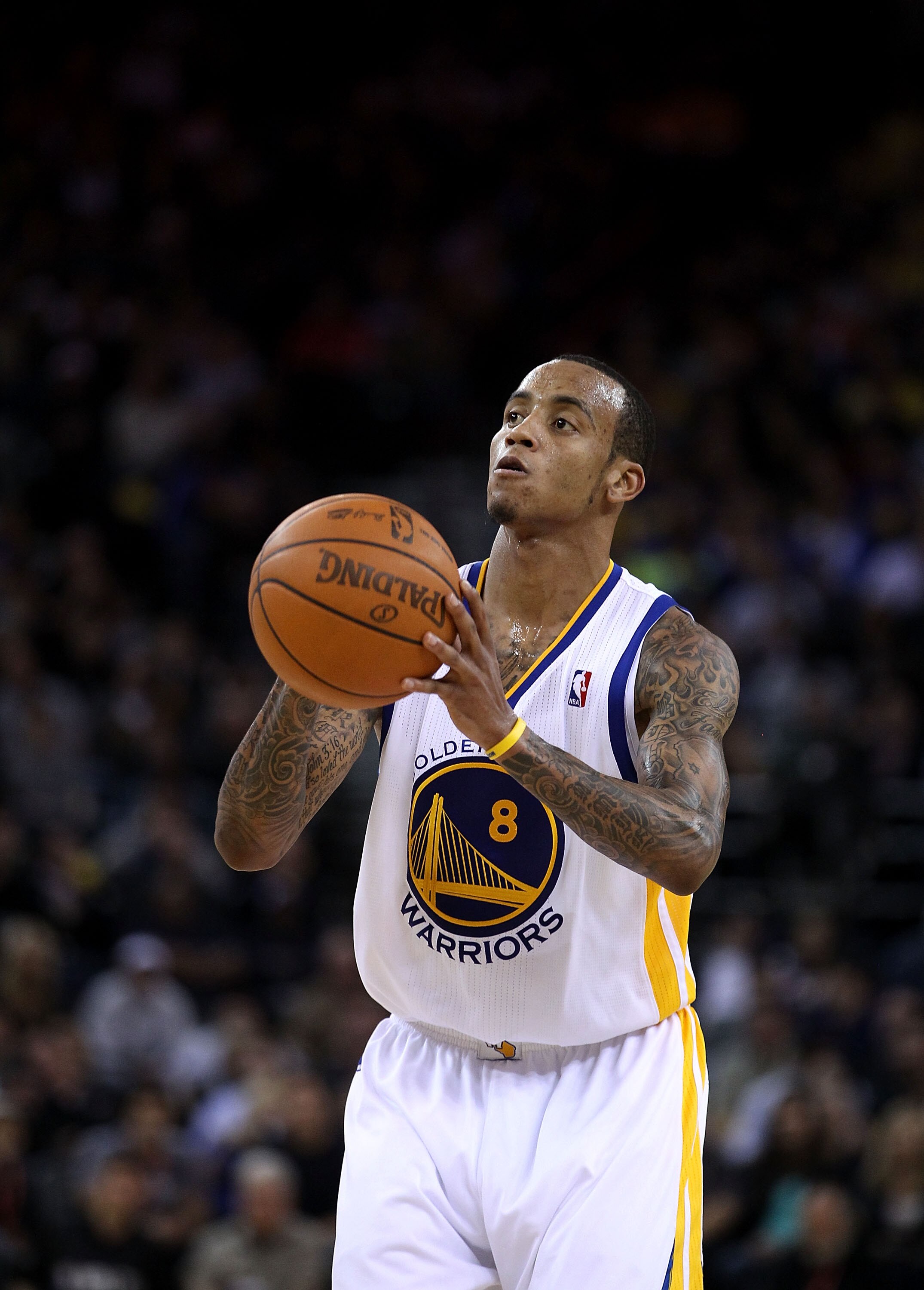 OAKLAND, CA - DECEMBER 02:  Monta Ellis #8 of the Golden State Warriors in action against the Phoenix Suns at Oracle Arena on December 2, 2010 in Oakland, California. NOTE TO USER: User expressly acknowledges and agrees that, by downloading and or using t