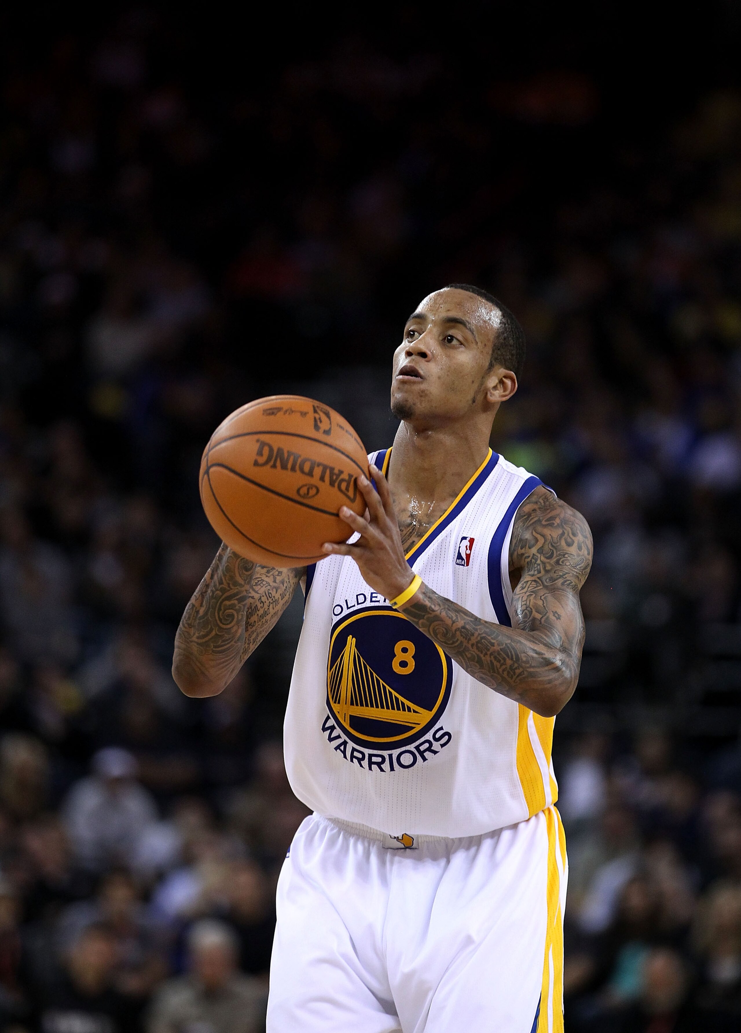 OAKLAND, CA - DECEMBER 02:  Monta Ellis #8 of the Golden State Warriors in action against the Phoenix Suns at Oracle Arena on December 2, 2010 in Oakland, California. NOTE TO USER: User expressly acknowledges and agrees that, by downloading and or using t