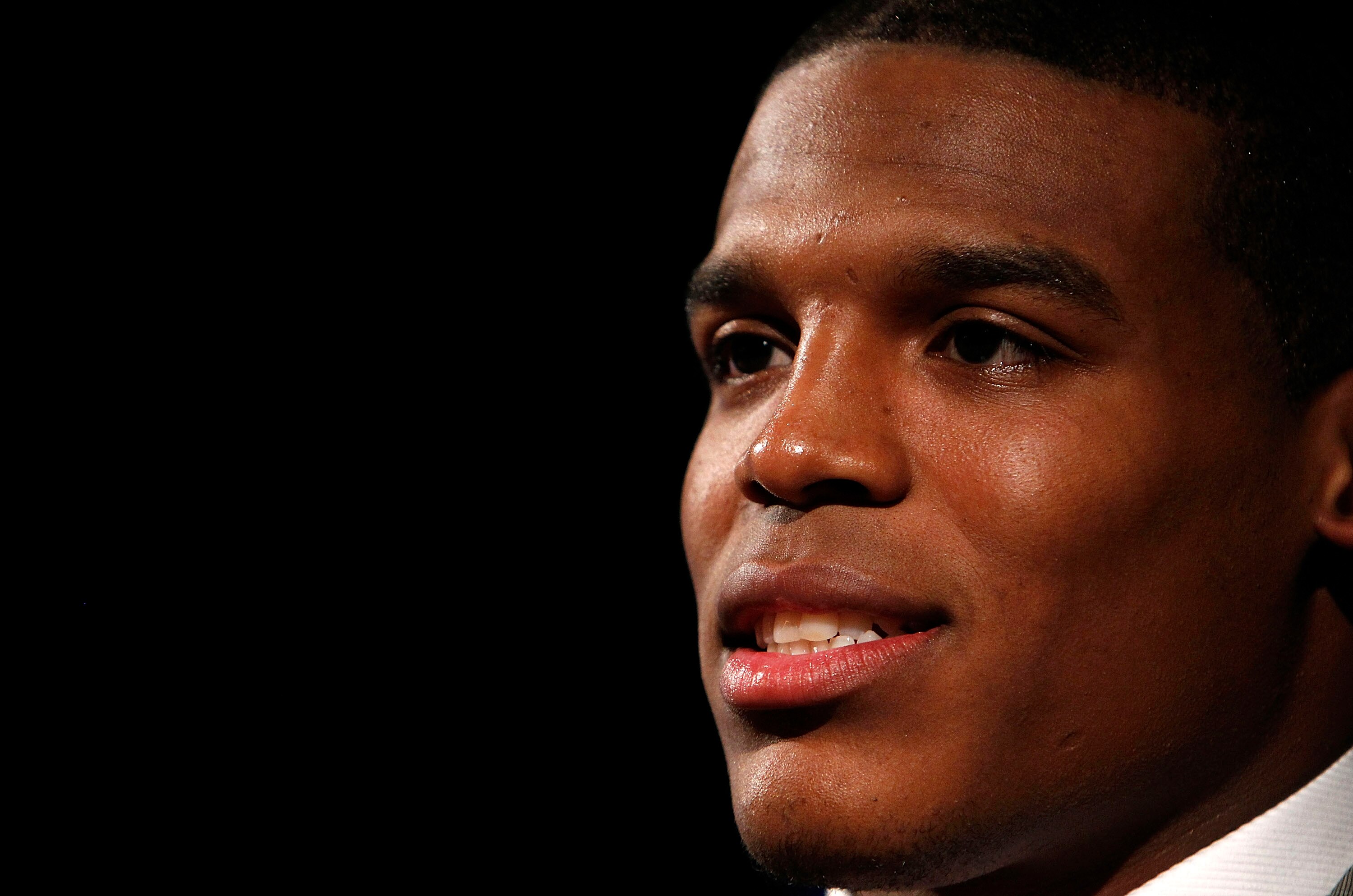 NEW YORK - DECEMBER 11:  2010 Heisman Trophy candidate Cam Newton of the Auburn University Tigers speaks at a press conference at The New York Marriott Marquis on December 11, 2010 in New York City.  (Photo by Jeff Zelevansky/Getty Images)