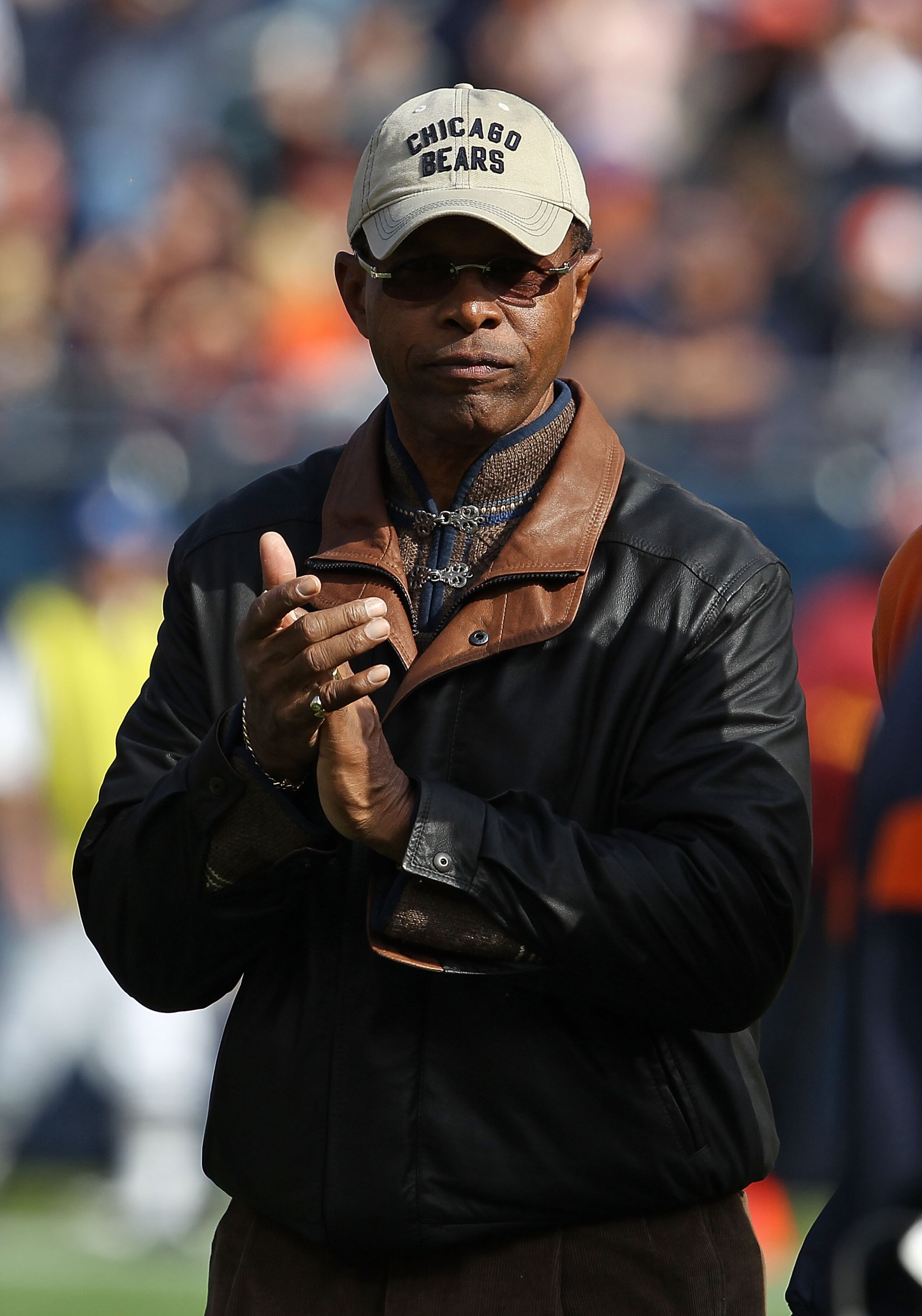 CHICAGO - OCTOBER 24: Former player Gayle Sayers of the Chicago Bears is introducted to the crowd before a game against the Washington Redskins at Soldier Field on October 24, 2010 in Chicago, Illinois. (Photo by Jonathan Daniel/Getty Images) CHICAGO - OCTOBER 24: Former player Gayle Sayers of the Chicago Bears is introducted to the crowd before a game against the Washington Redskins at Soldier Field on October 24, 2010 in Chicago, Illinois. (Photo by Jonathan Daniel/Getty Images)