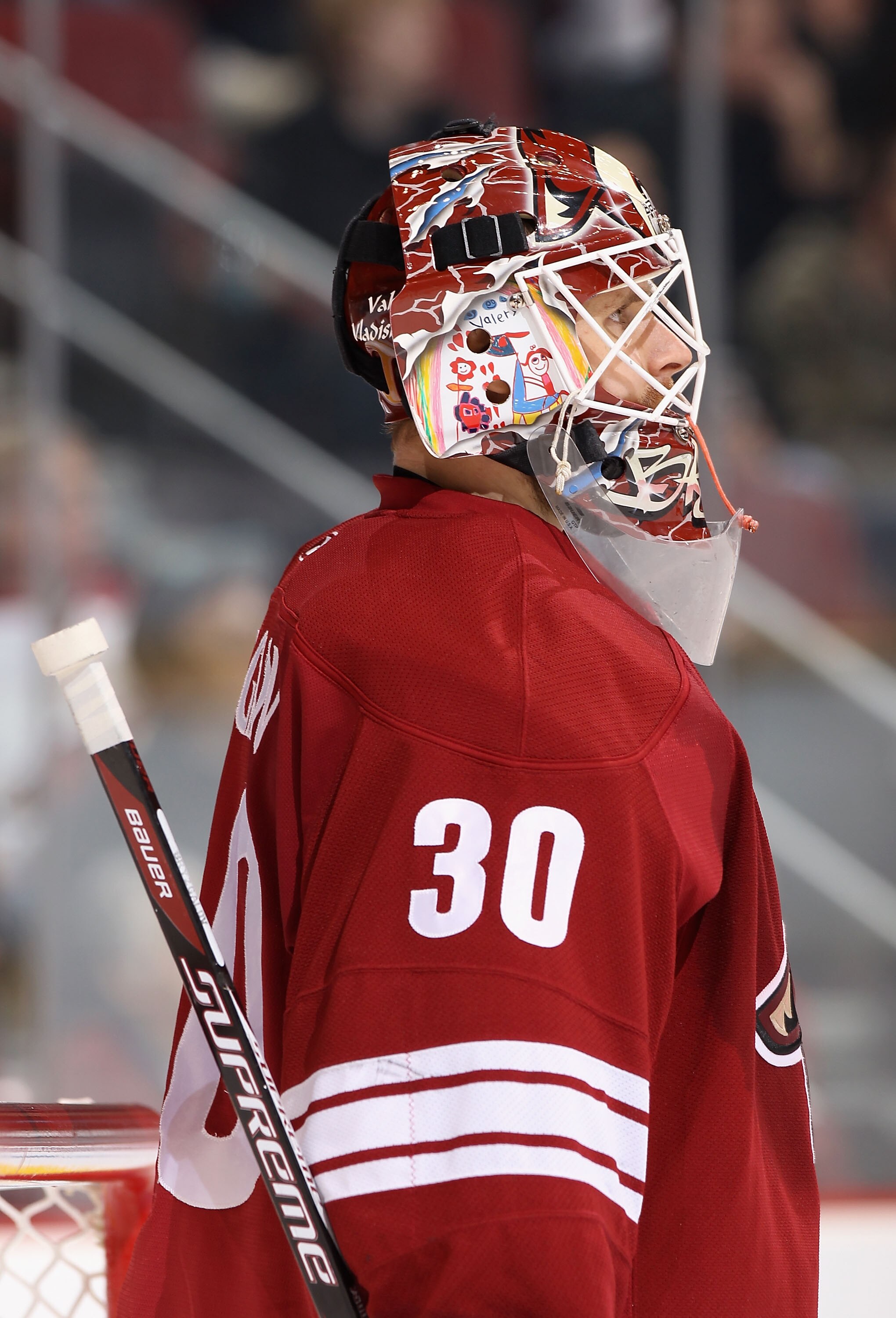 GLENDALE, AZ - DECEMBER 04:  Goaltender Ilya Bryzgalov #30 of the Phoenix Coyotes during the NHL game against the Florida Panthers at Jobing.com Arena on December 4, 2010 in Glendale, Arizona. The Panthers defeated the Coyotes 2-1 in an overtime shoot out